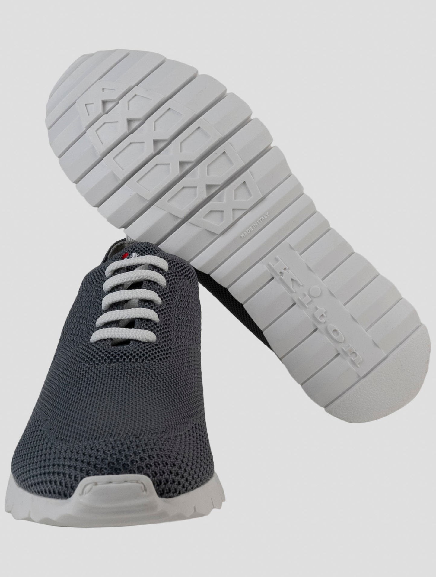 Kiton Gray Cotton Ea Sneakers