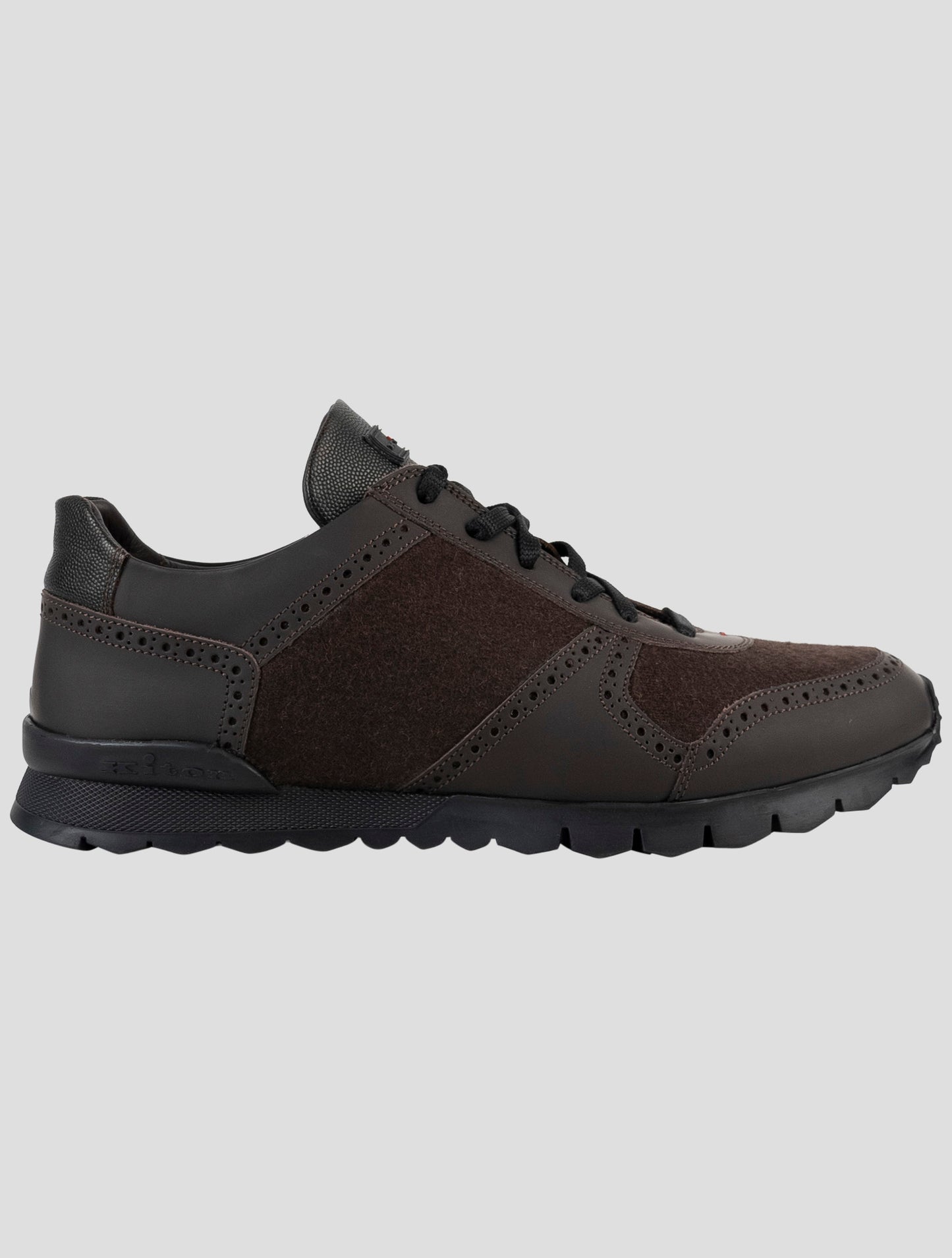 Kiton Brown Virgin Wool Pa Sneakers