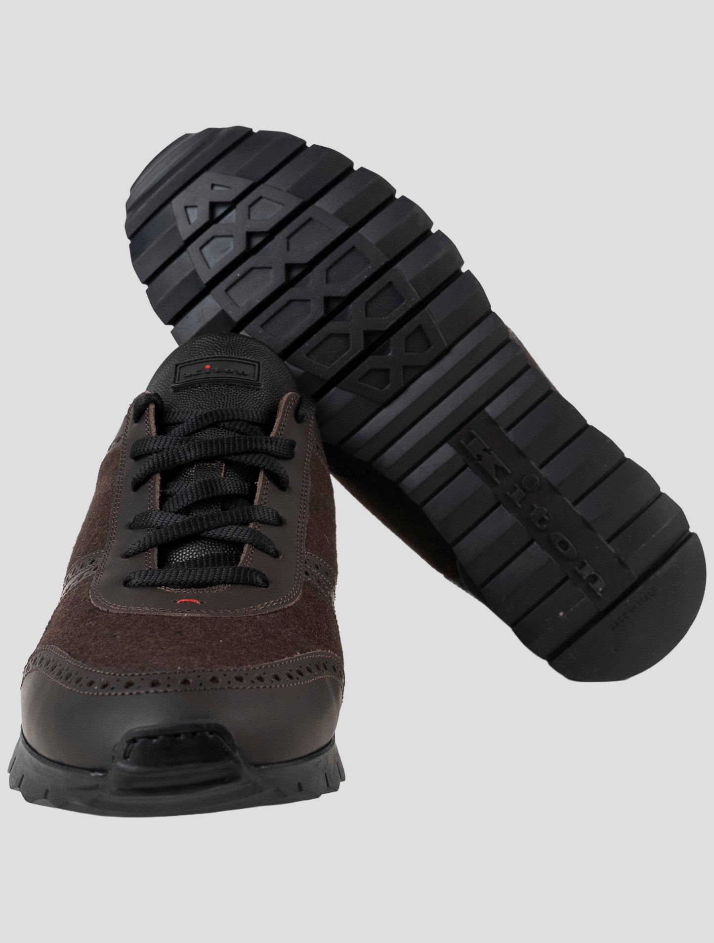 Kiton Brown Virgin Wool Pa Sneakers