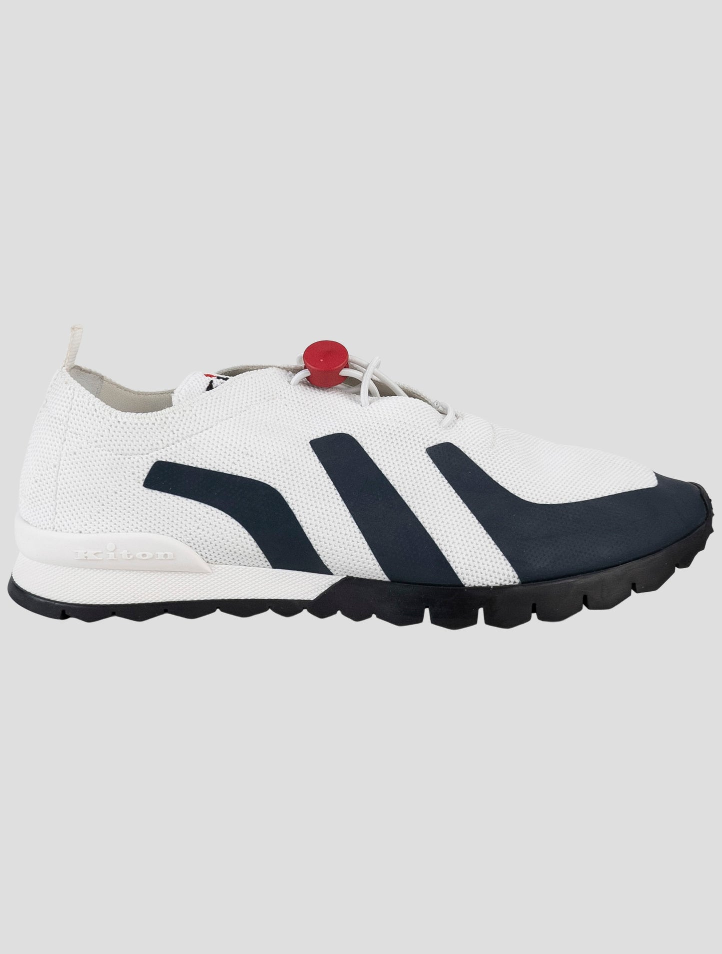Kiton White Blue Cotton Ea Sneakers