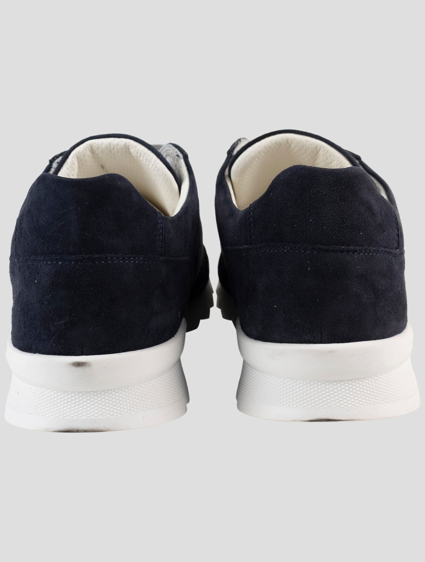 Kiton Blue Leather Suede Sneakers