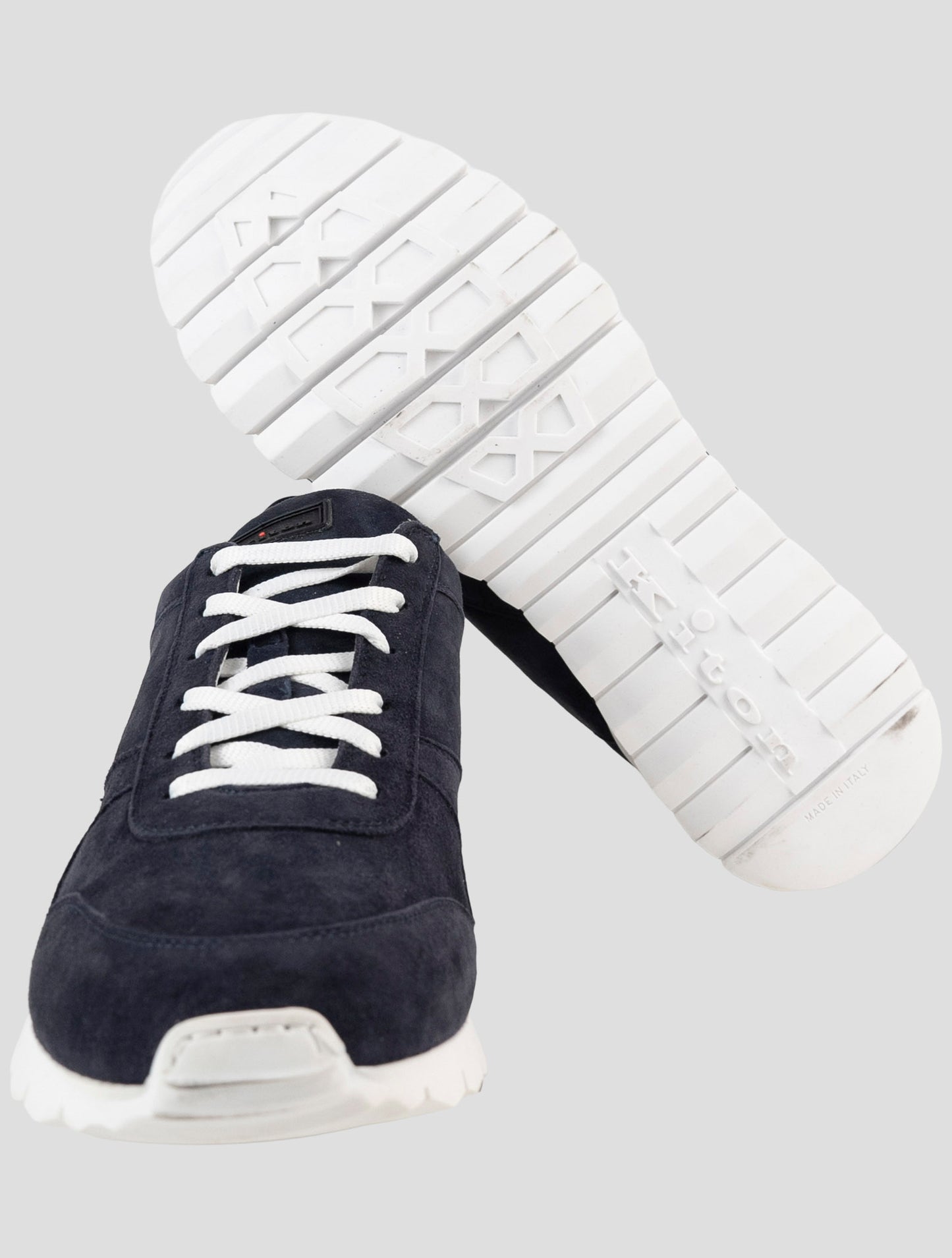 Kiton Blue Leather Suede Sneakers