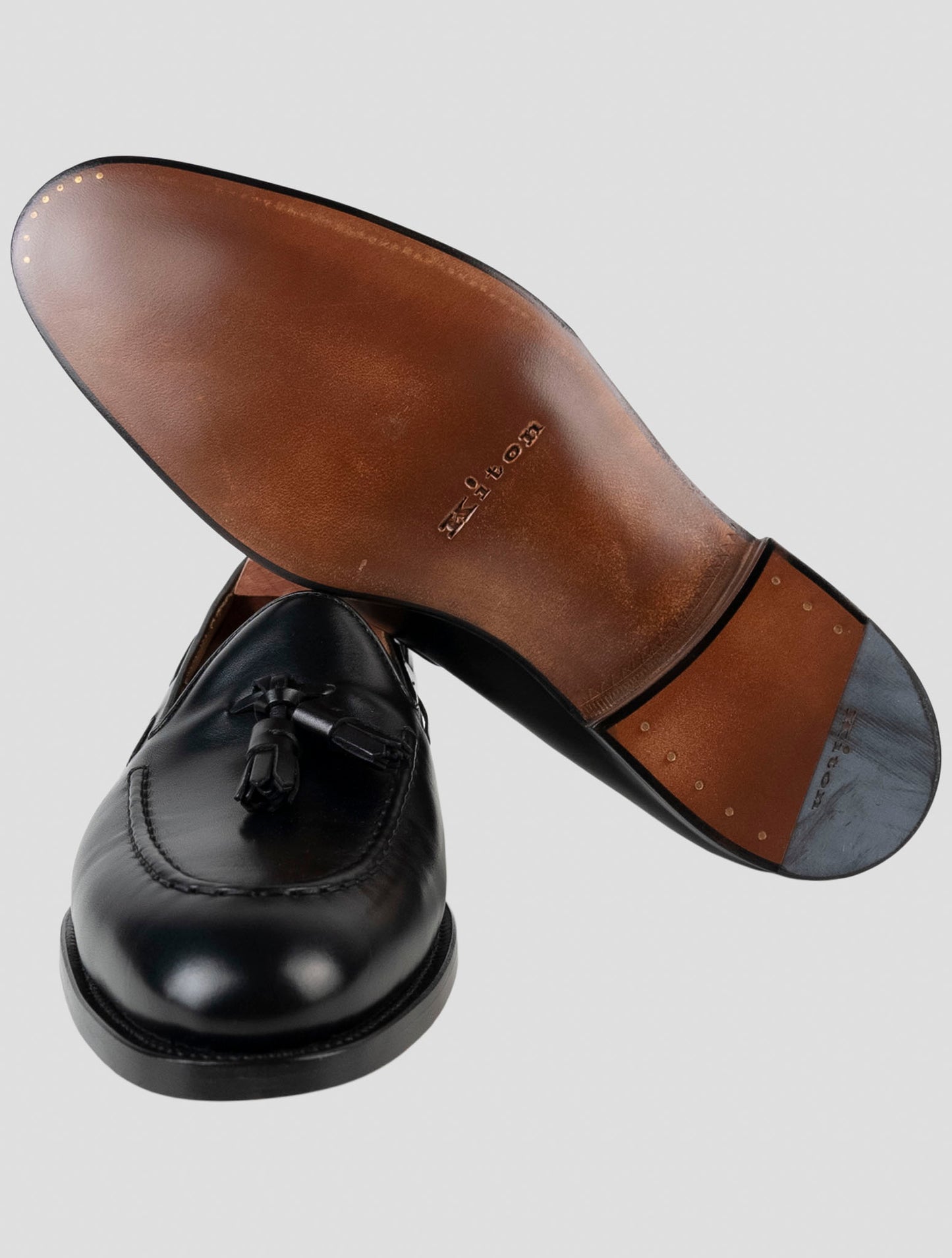 Kiton Black Leather Loafers
