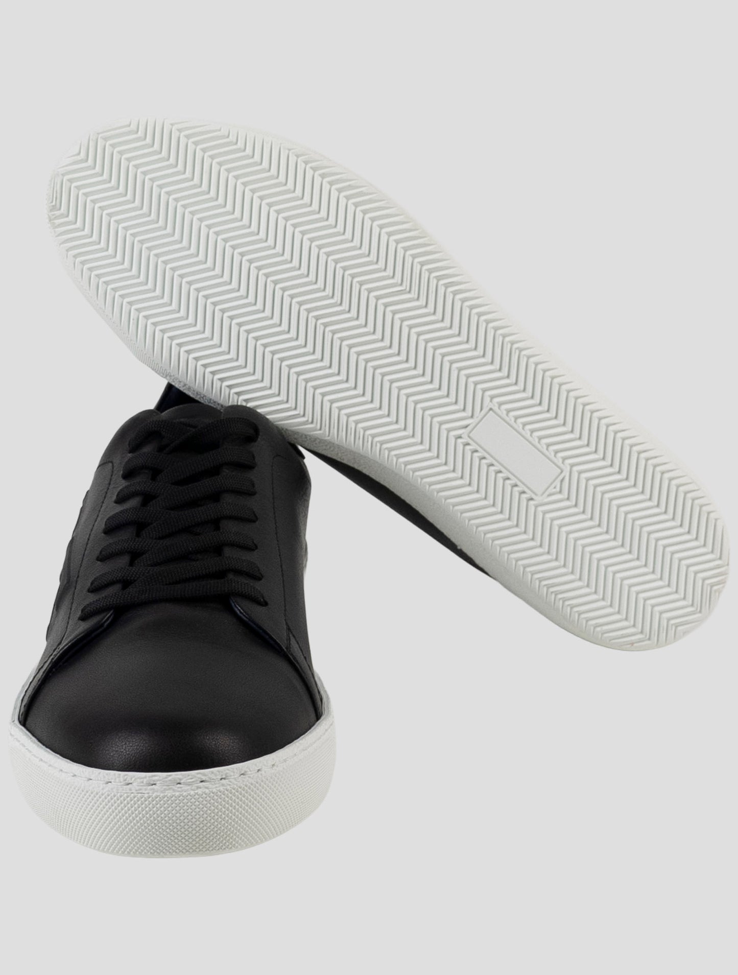 Kiton Knt Black Leather Sneakers