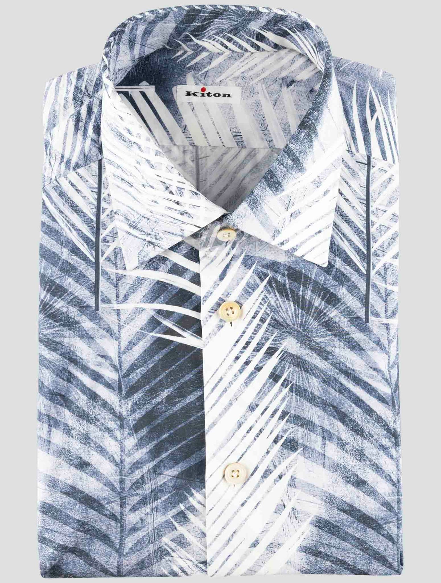 Kiton Blue White Cotton Shirt