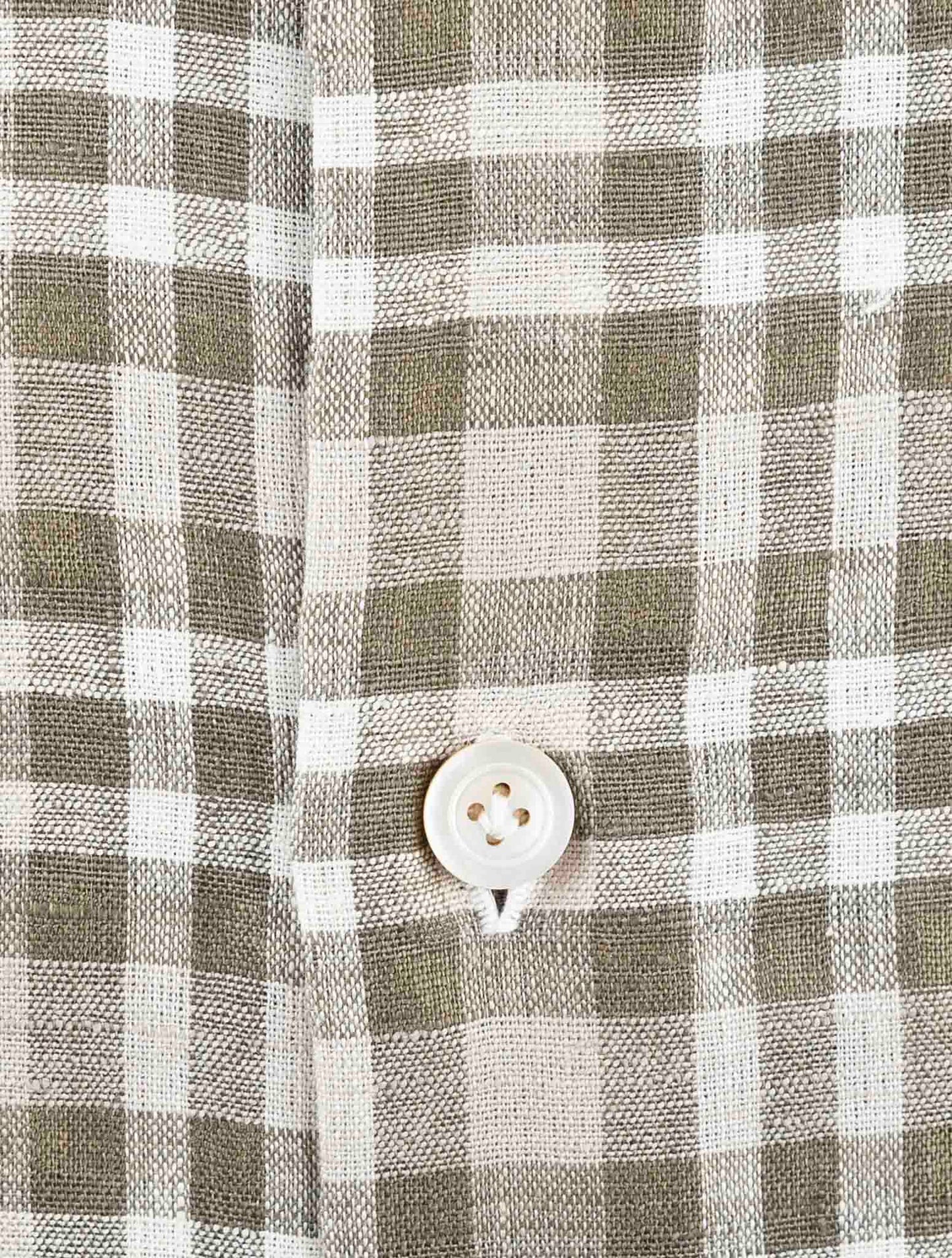 Kiton Green White Linen Pl Ea Shirt