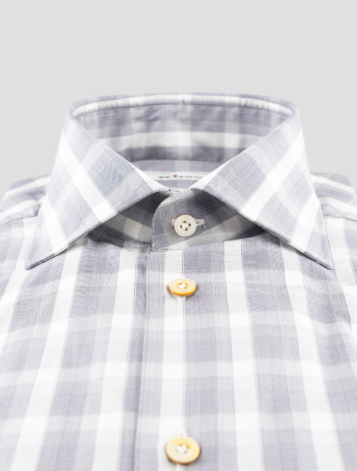 Kiton Gray White Cotton Shirt
