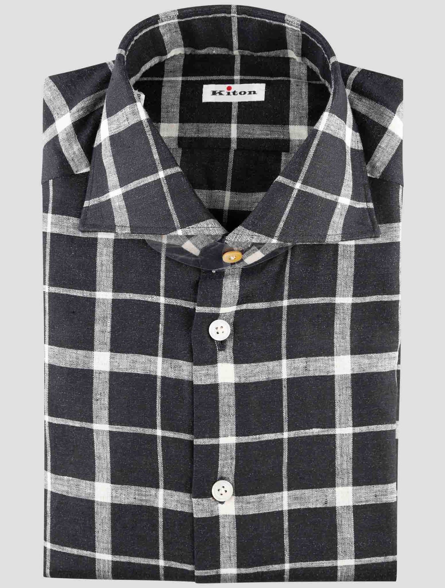 Kiton Dark Gray Linen Pl Ea Shirt