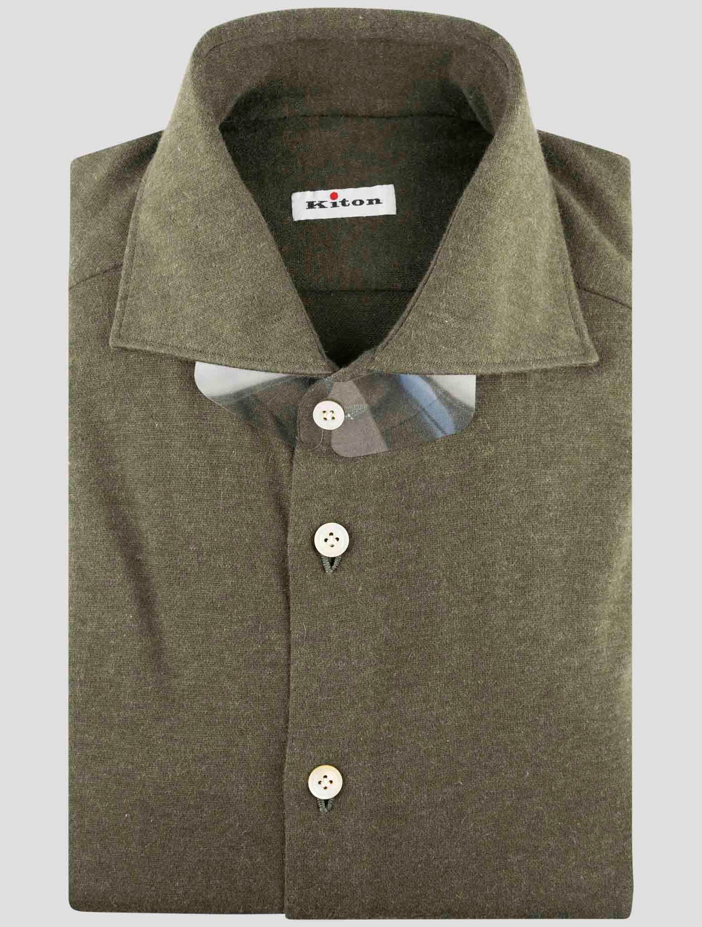 Kiton Green Cotton Cashmere Shirt