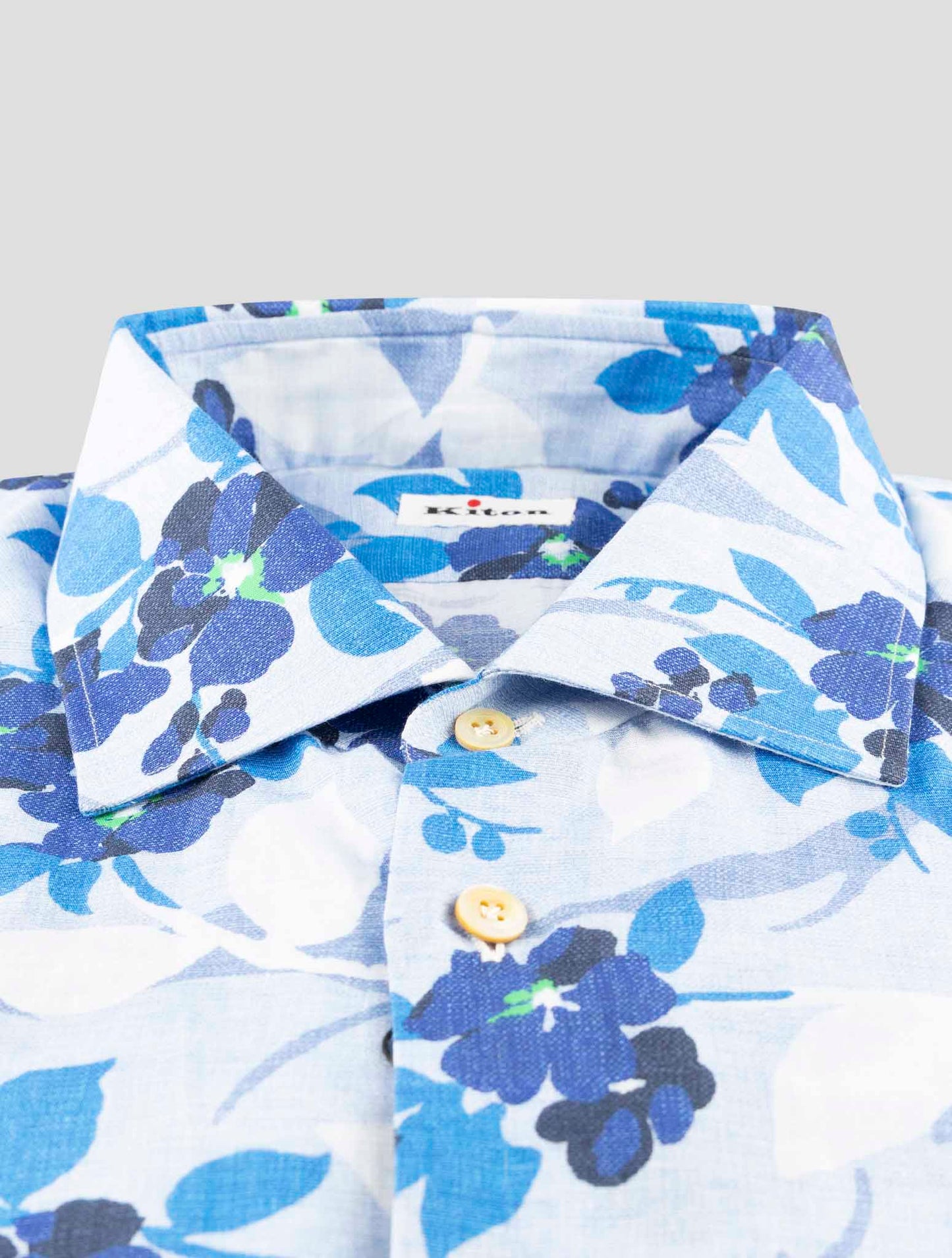 Kiton Blue Cotton Linen Shirt