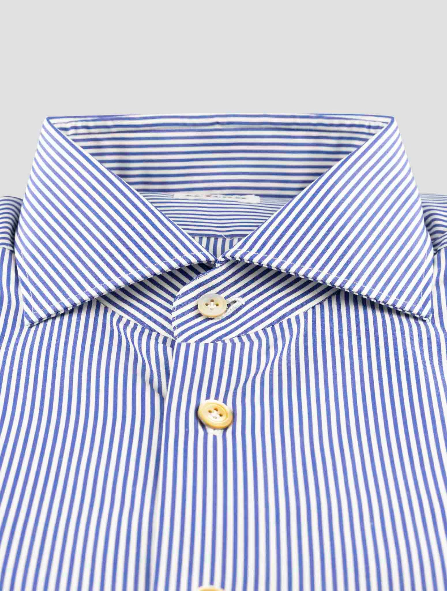 Kiton Blue White Cotton Linen Shirt