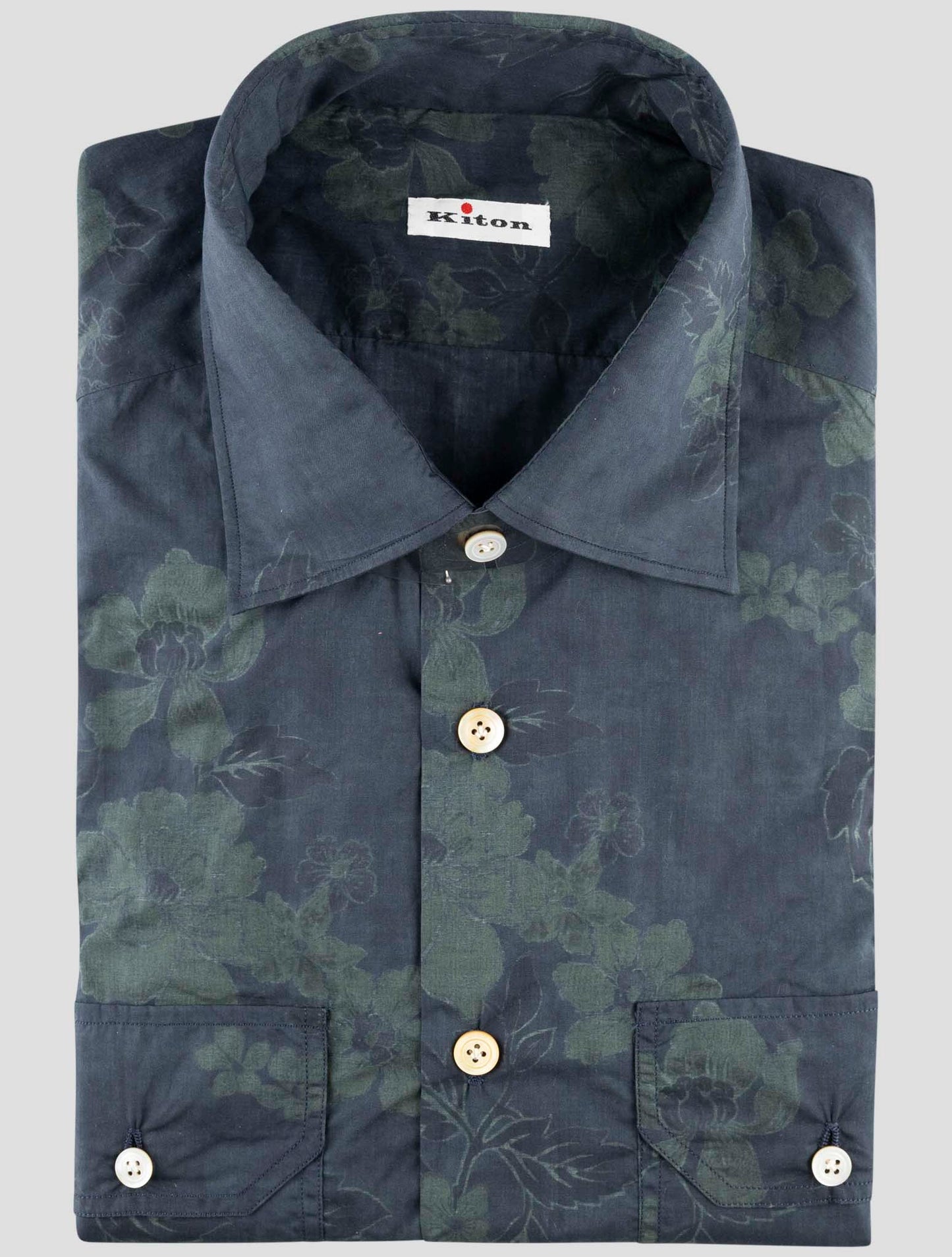 Kiton Green Blue Cotton Shirt