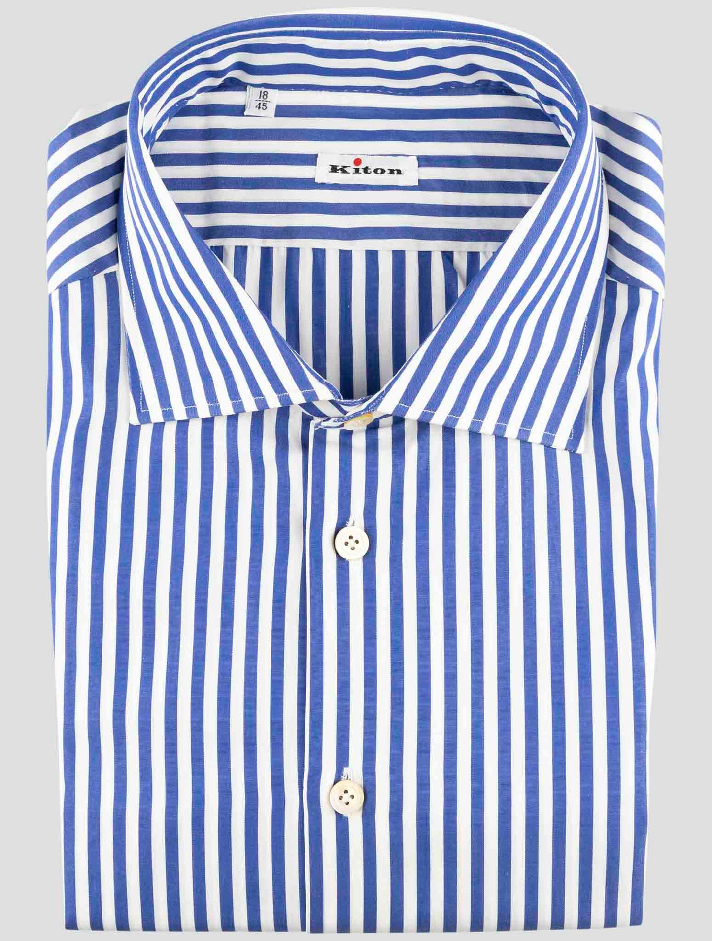 Kiton Blue White Cotton Shirt