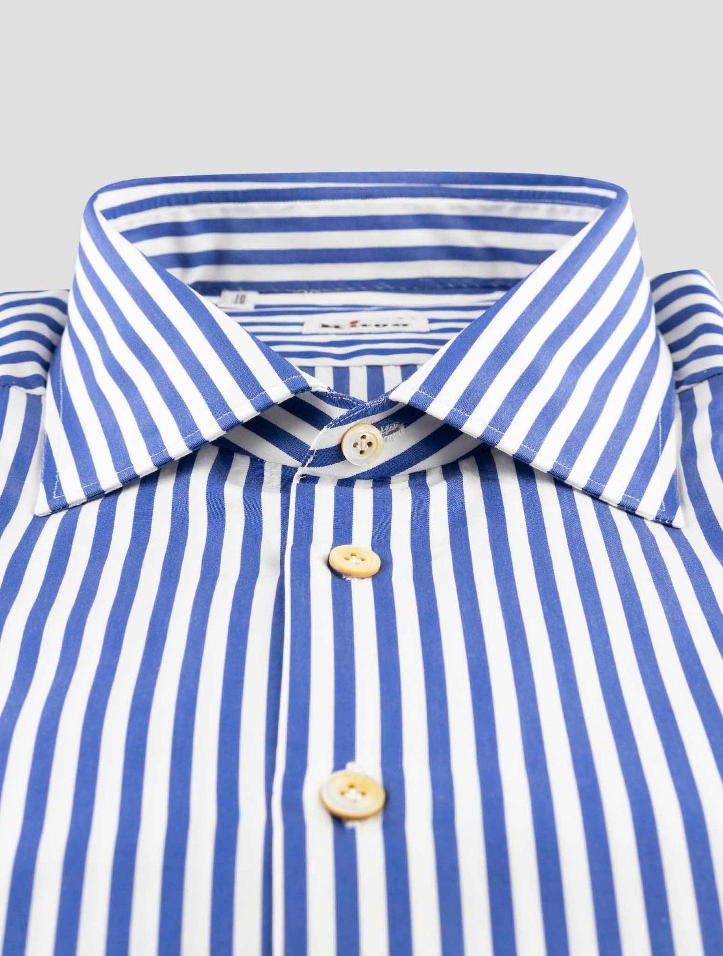 Kiton Blue White Cotton Shirt