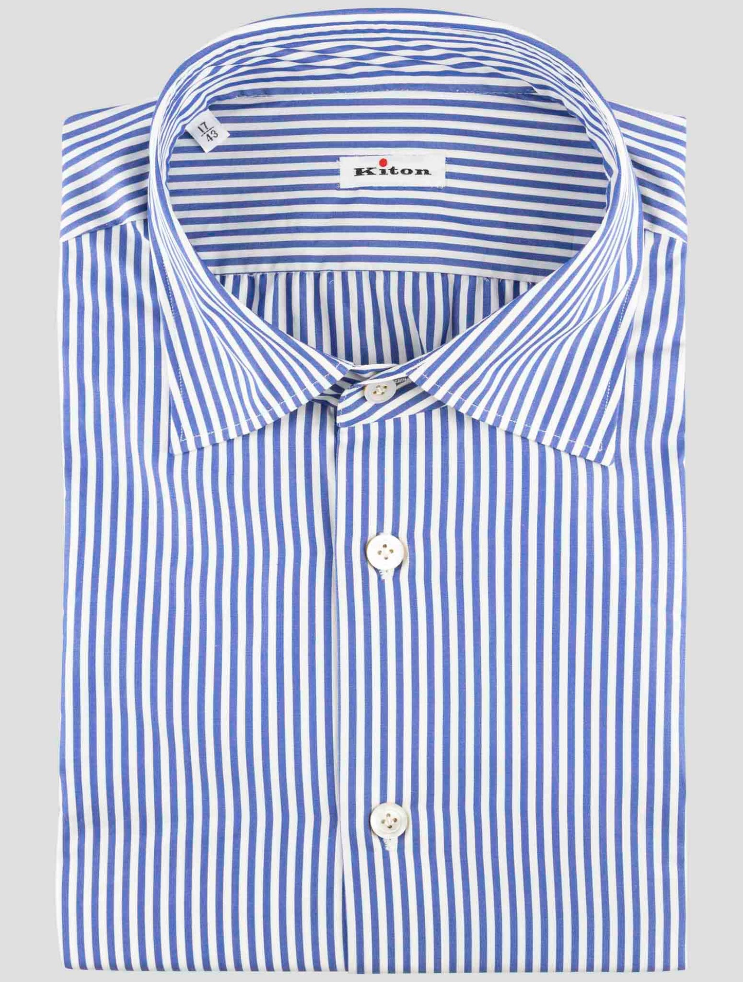 Kiton Blue White Cotton Shirt