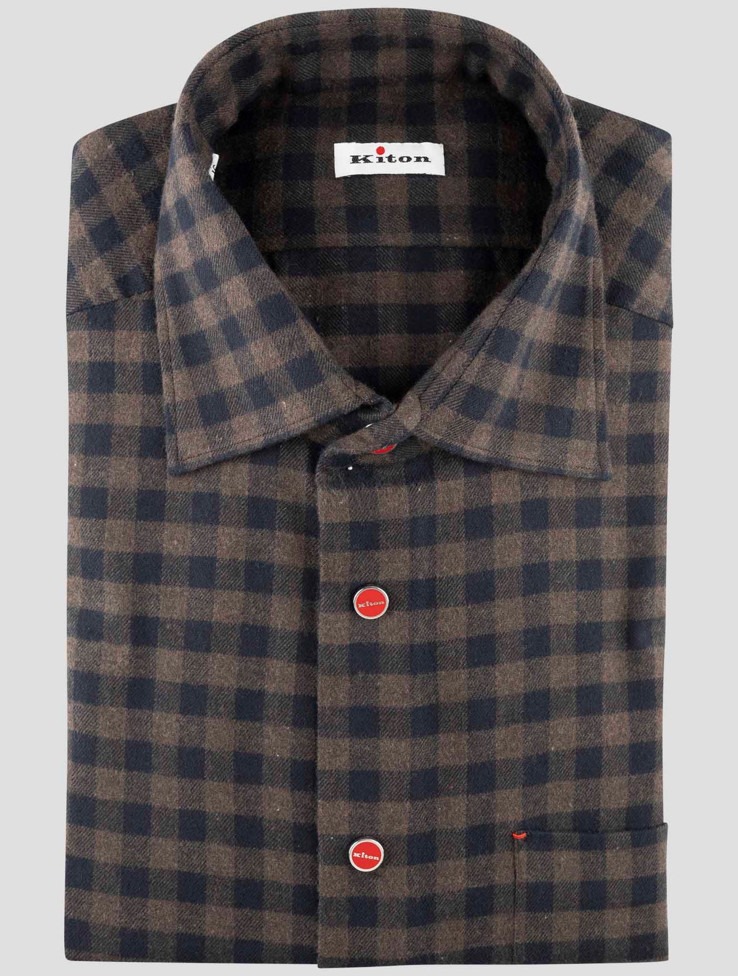 Kiton Blue Brown Cotton Shirt