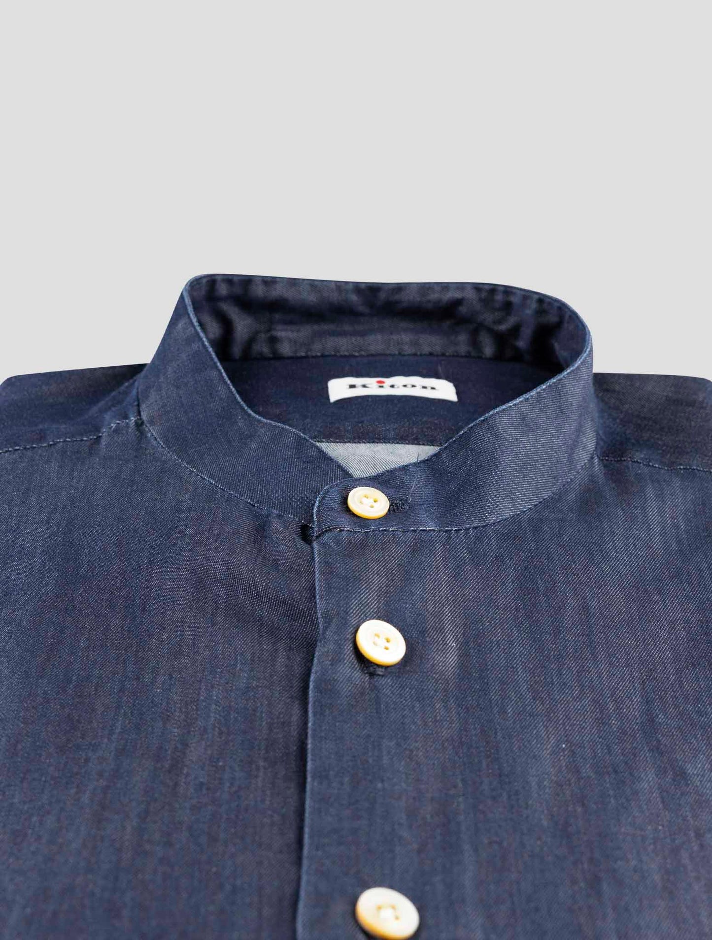 Kiton Blue Cotton Korean Shirt