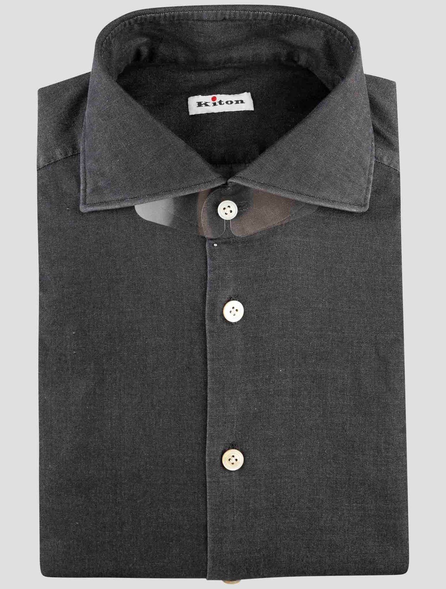 Kiton Dark Gray Cotton Ea Shirt