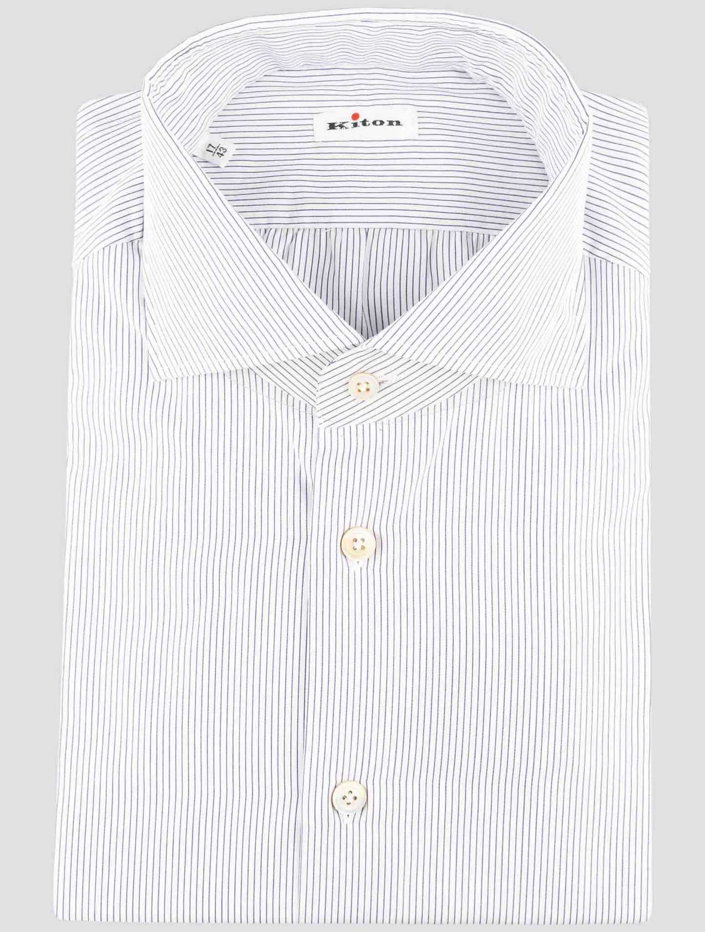 Kiton Blue White Cotton Shirt