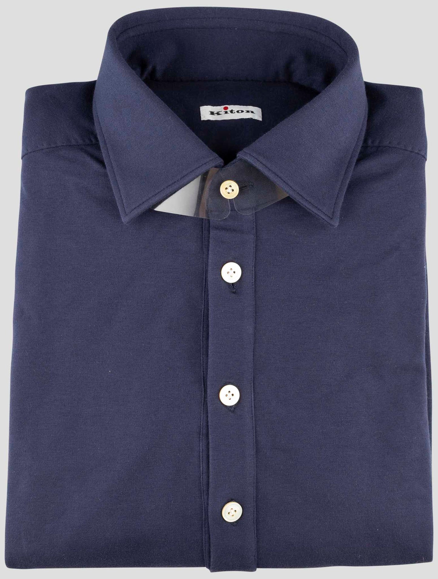 Kiton Blue Cotton Ea Shirt