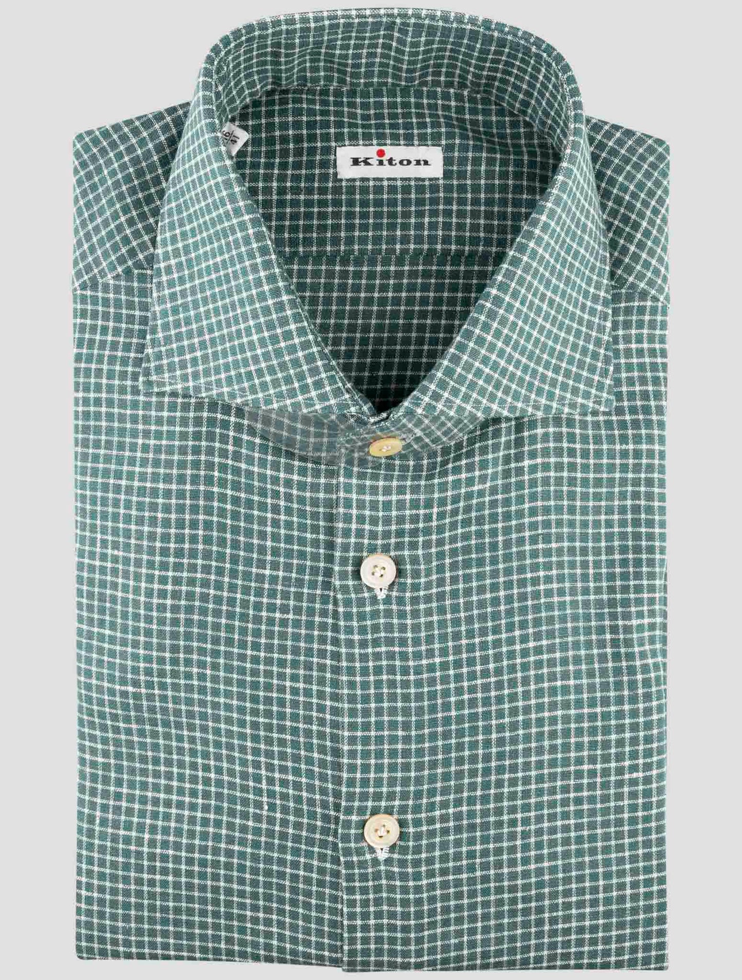 Kiton Green Linen Ea Pl Shirt