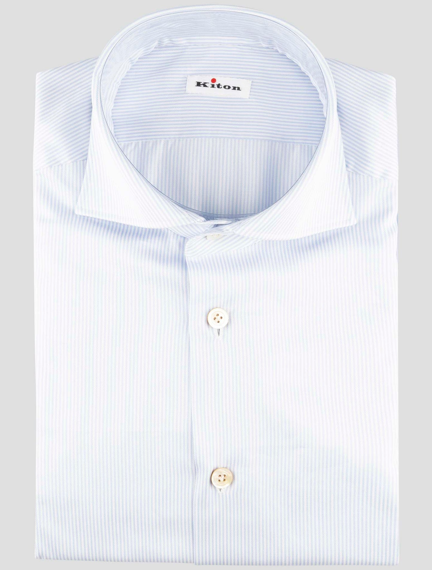 Kiton Blue White Cotton Shirt