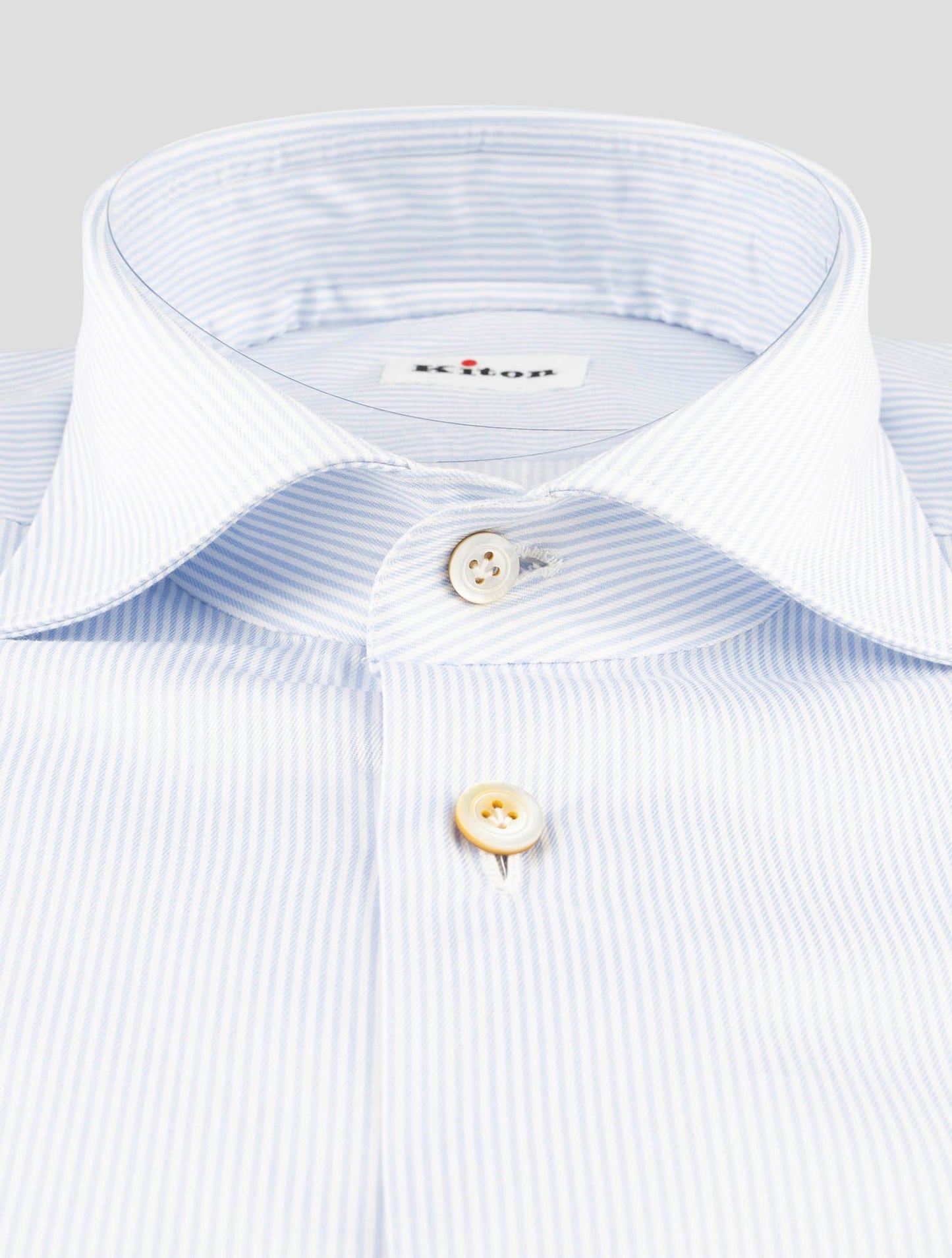 Kiton Blue White Cotton Shirt
