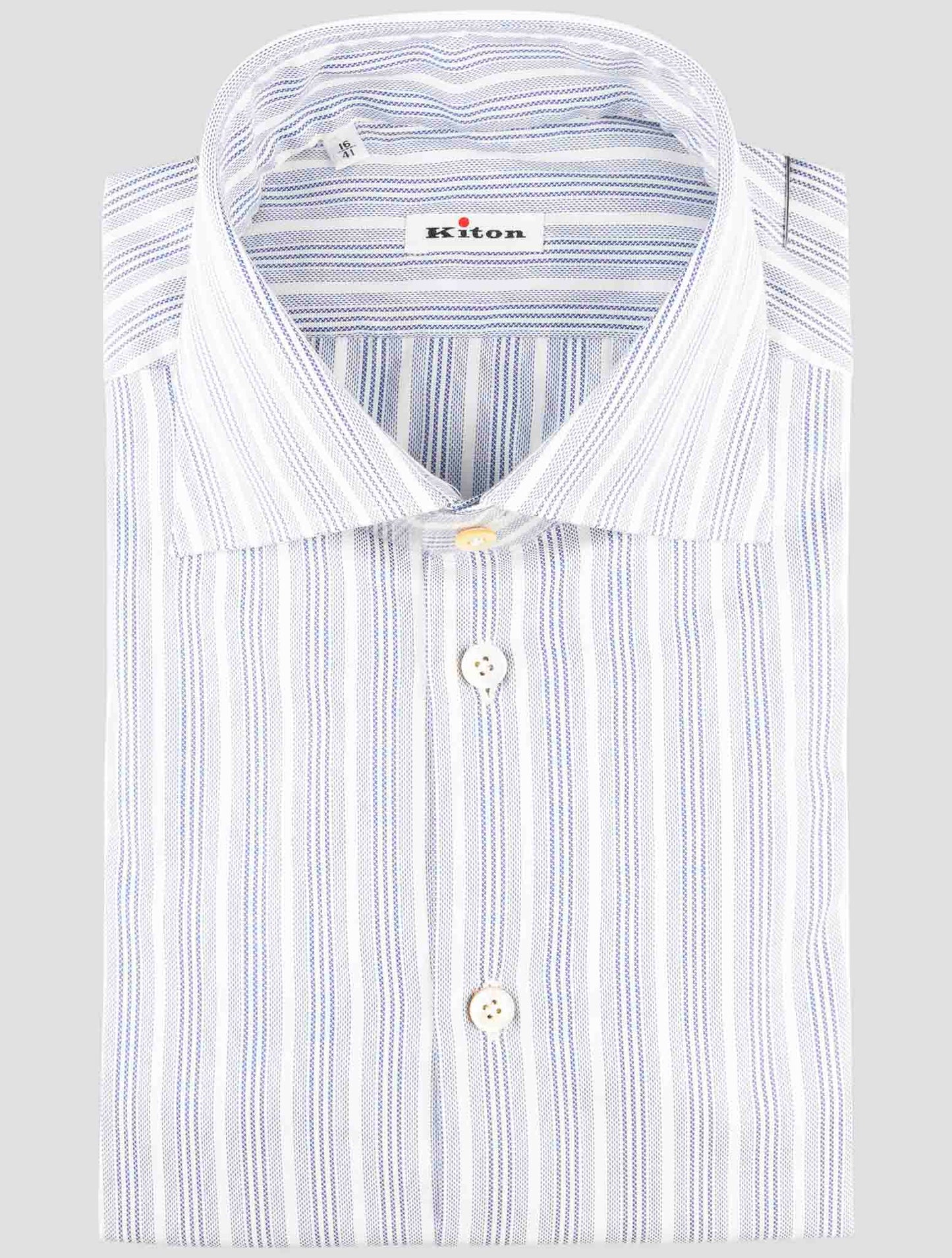 Kiton Light Blue White Cotton Shirt