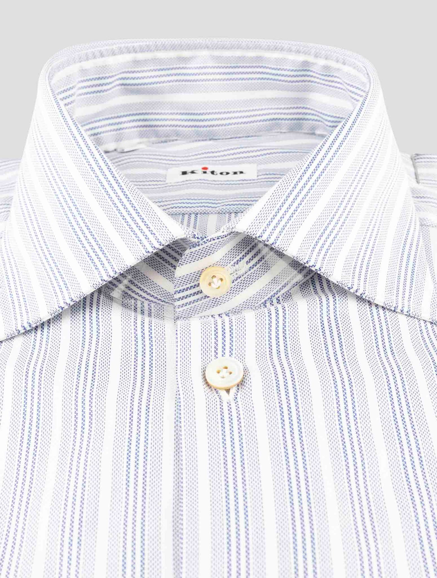 Kiton Light Blue White Cotton Shirt