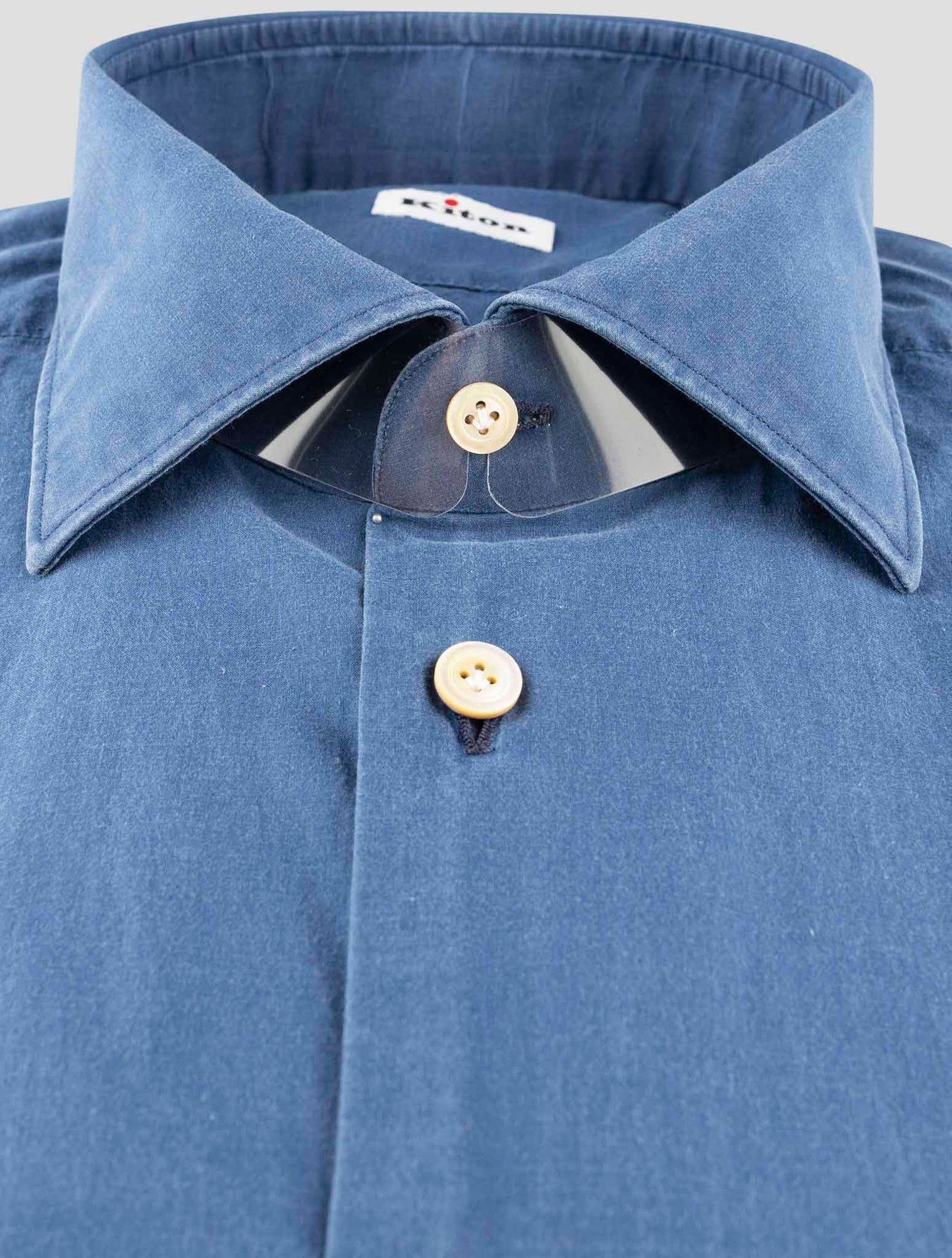 Kiton Blue Cotton Shirt