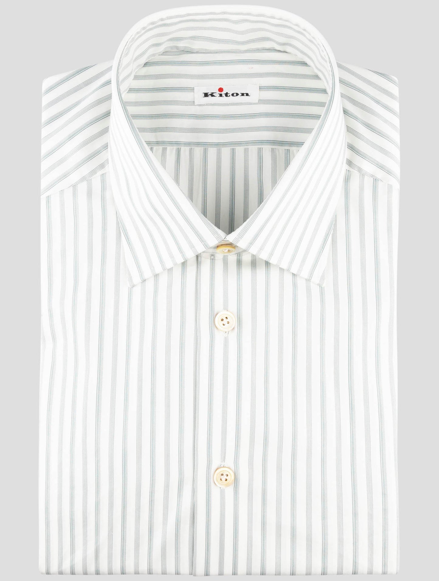 Kiton White Gray Cotton Shirt