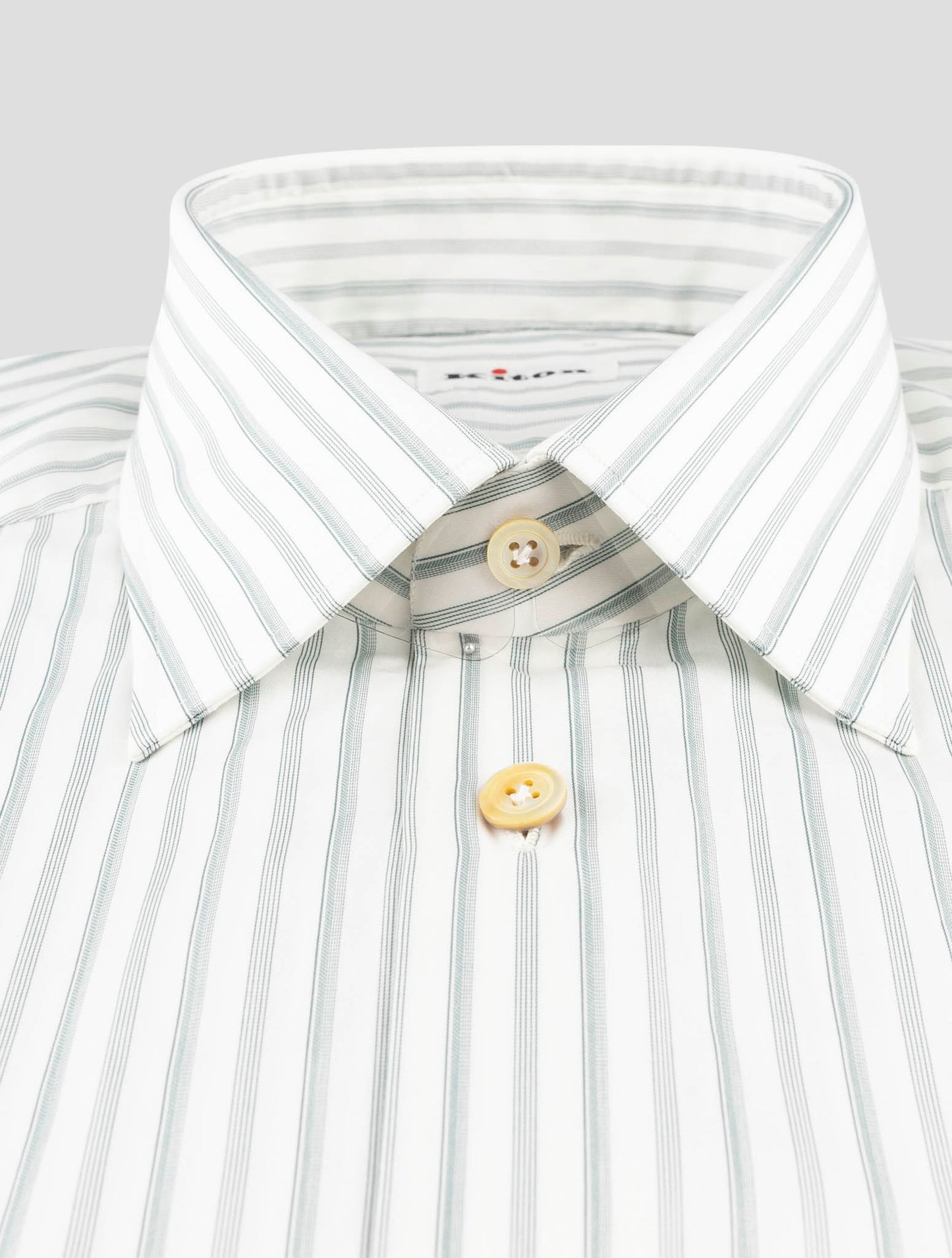 Kiton White Gray Cotton Shirt