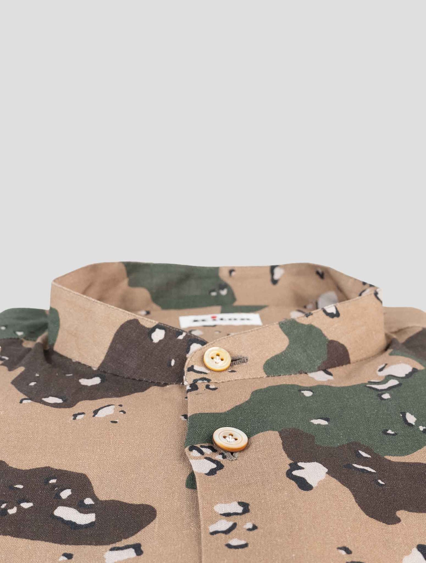 Kiton Green Linen Korean Shirt