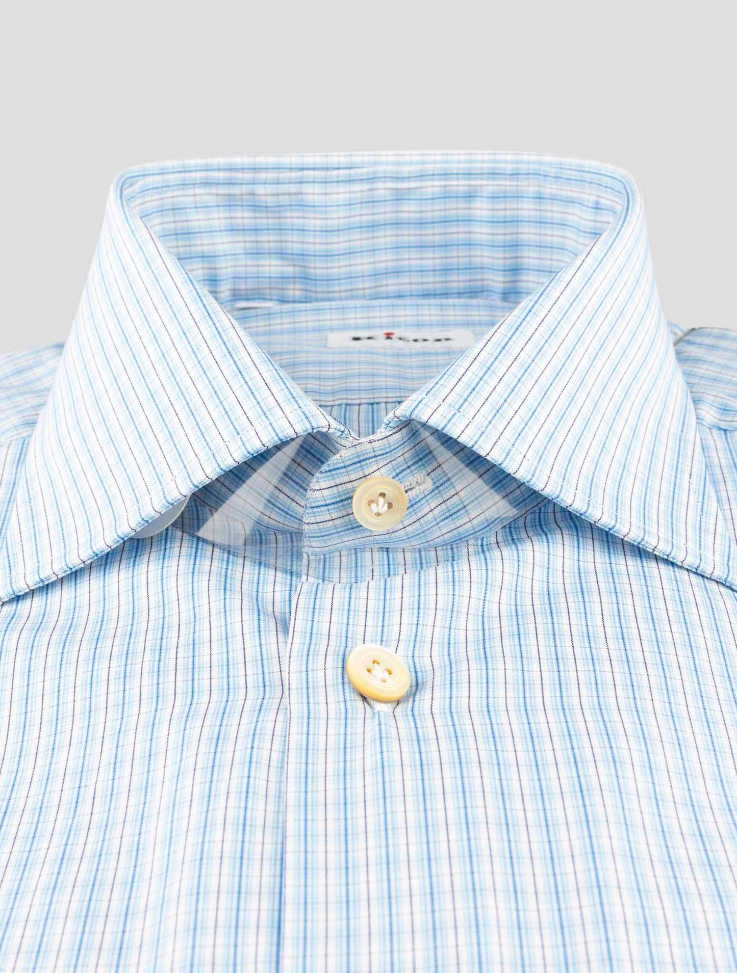 Kiton Light Blue White Cotton Shirt