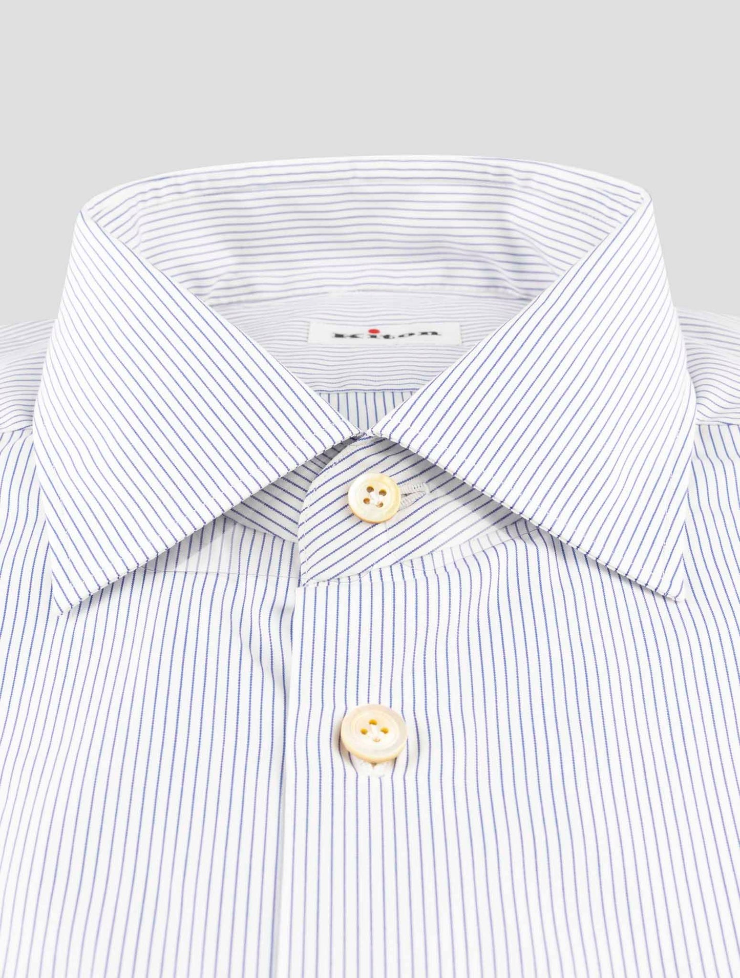 Kiton Blue White Cotton Shirt