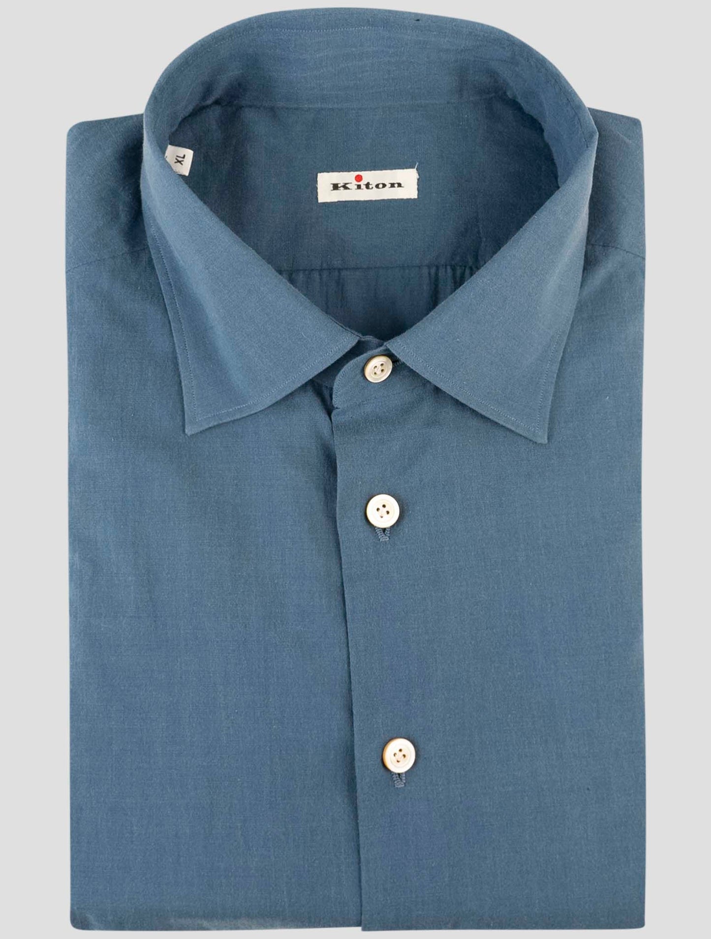 Kiton Blue Cotton Shirt