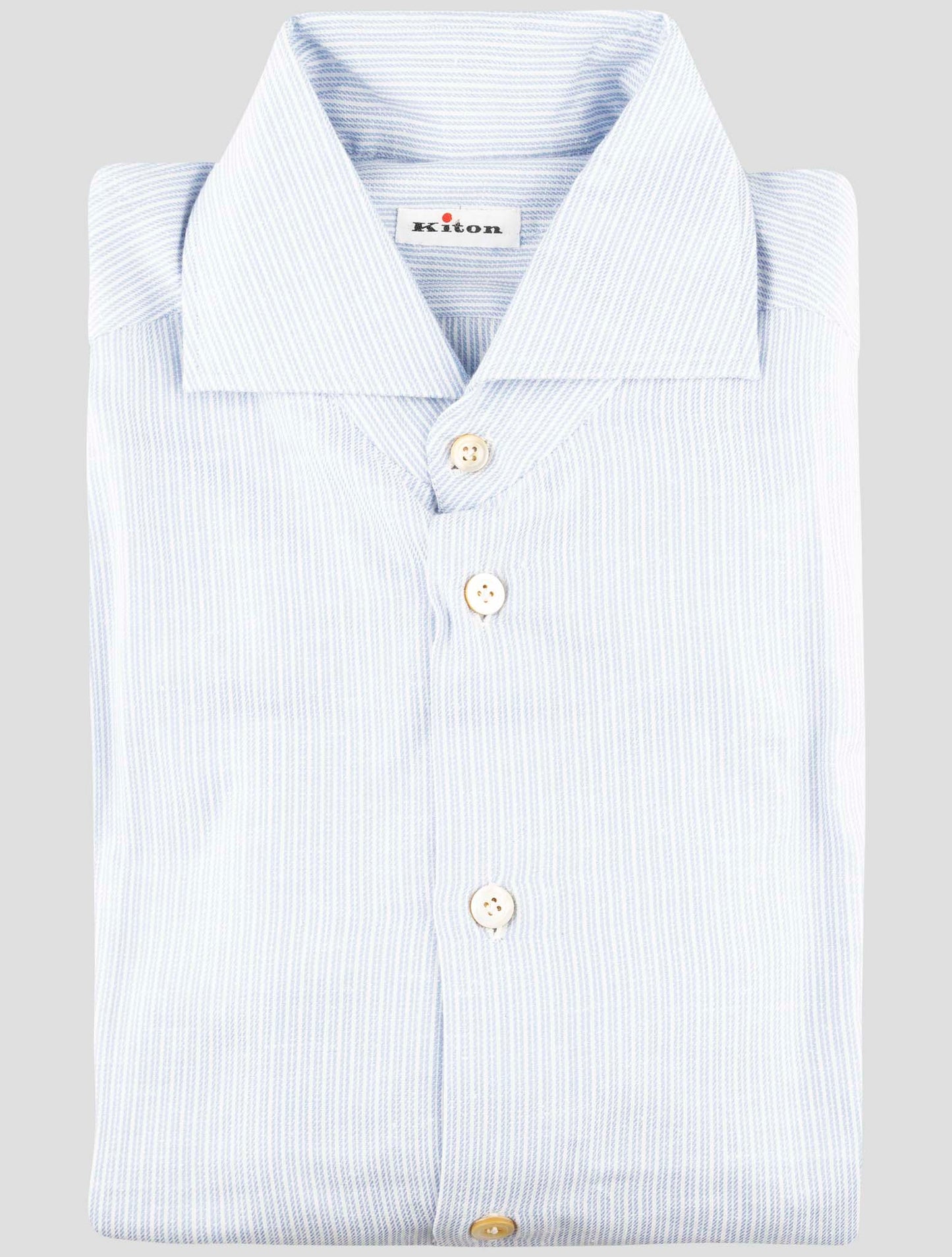 Kiton Blue White Cotton Shirt