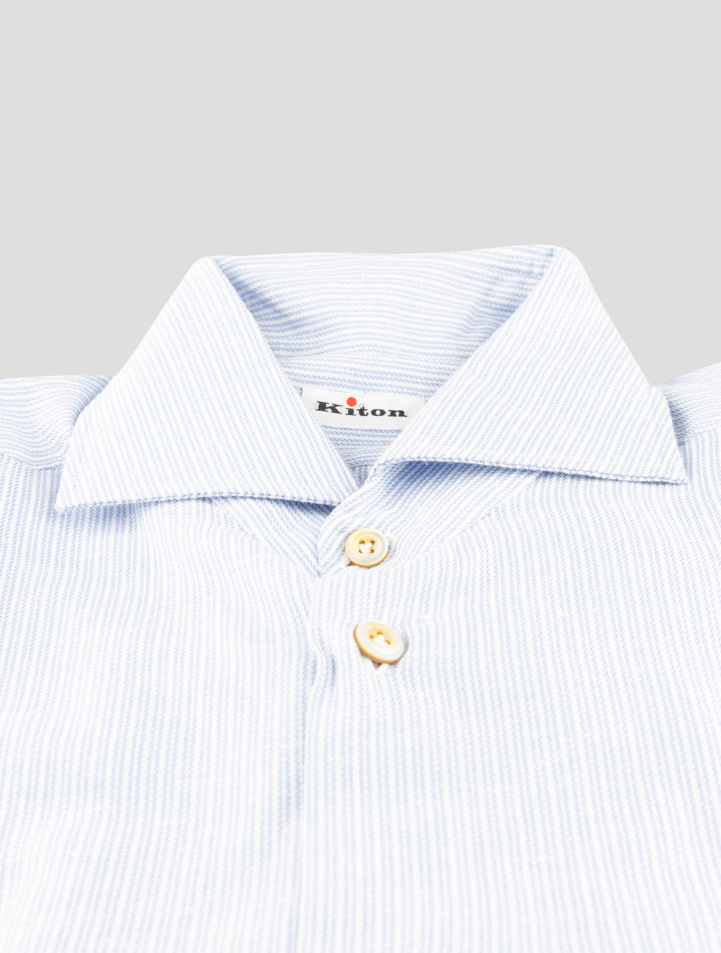 Kiton Blue White Cotton Shirt