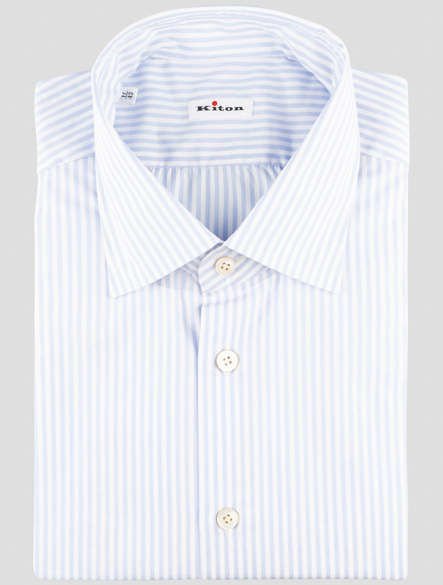 Kiton Blue White Cotton Shirt