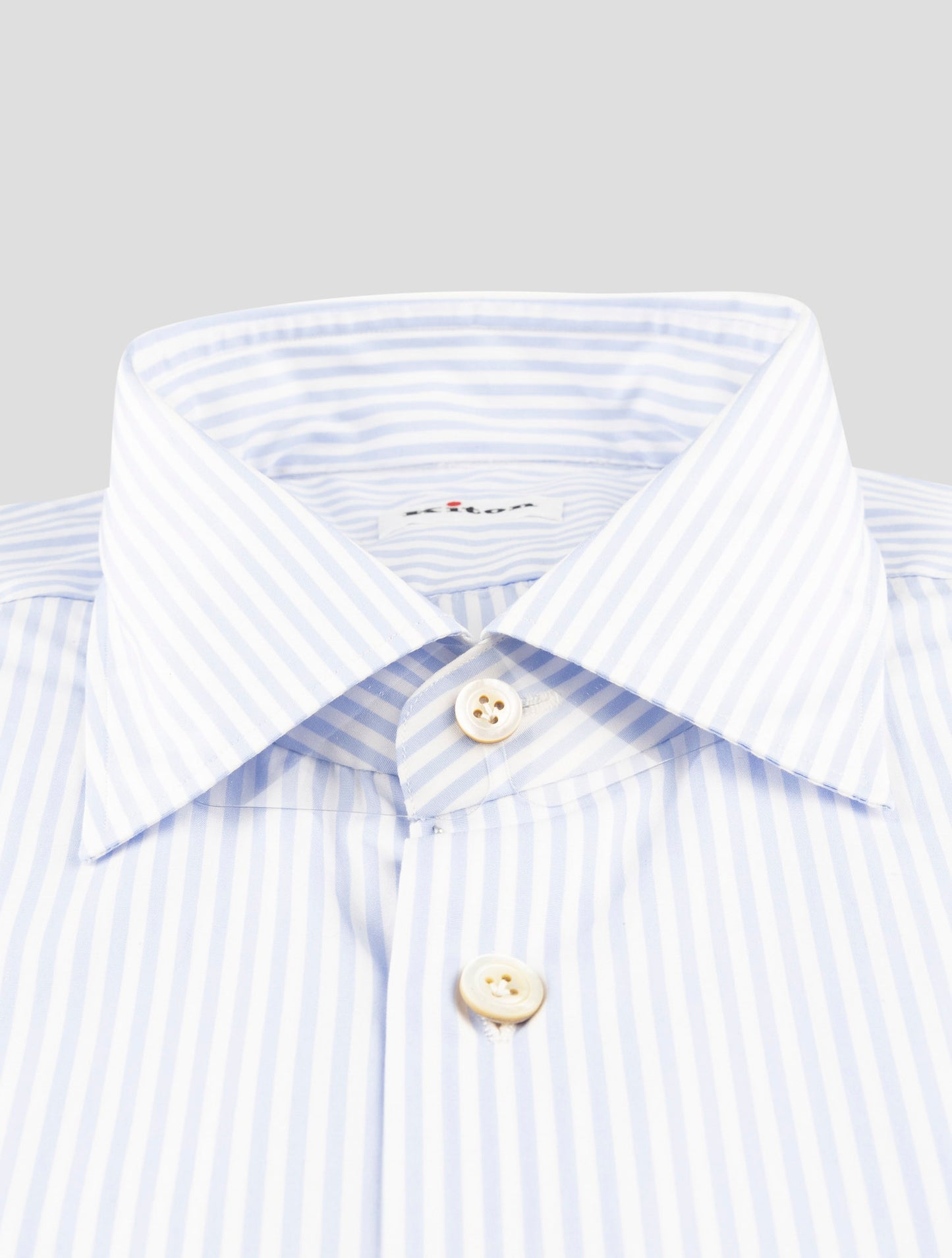 Kiton Blue White Cotton Shirt