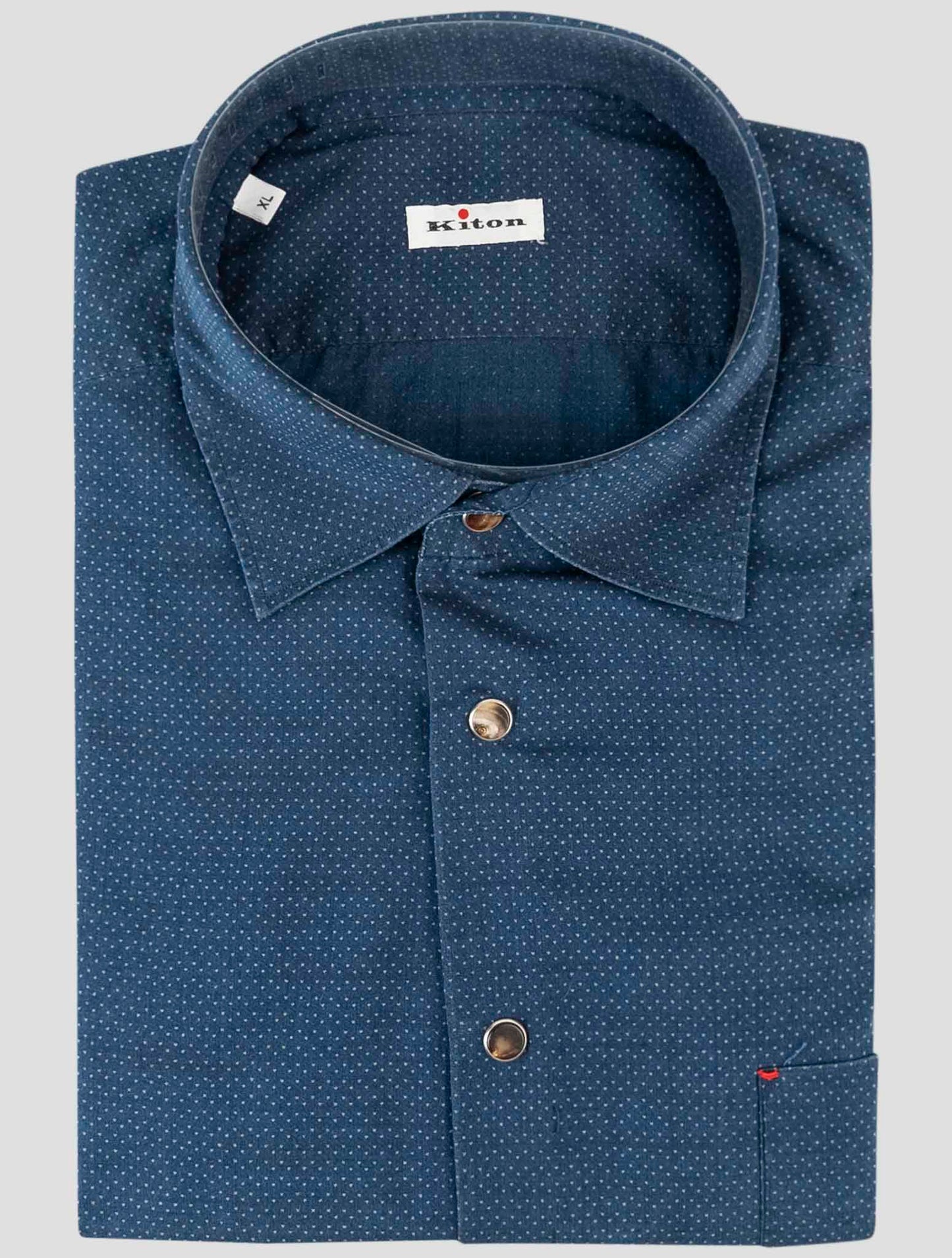 Kiton Blue Cotton Shirt