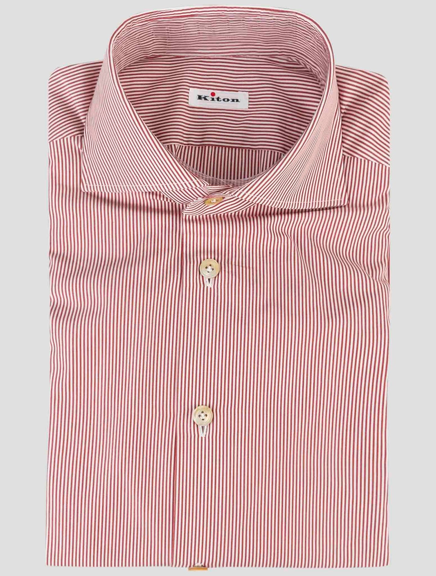 Kiton Red White Cotton Shirt