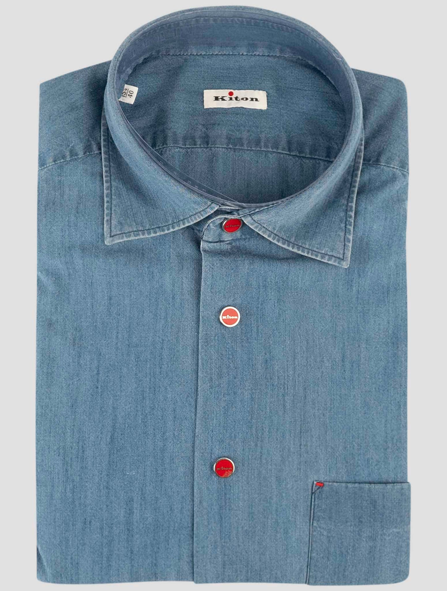 Kiton Blue Cotton Lyocell Shirt