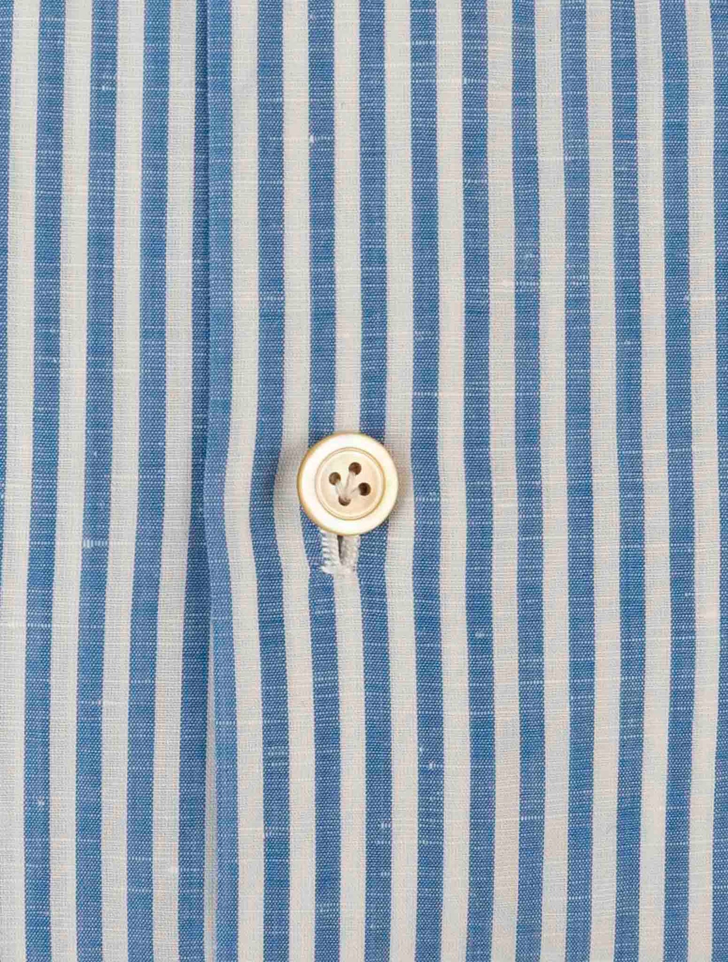 Kiton Blue White Cotton Linen Shirt