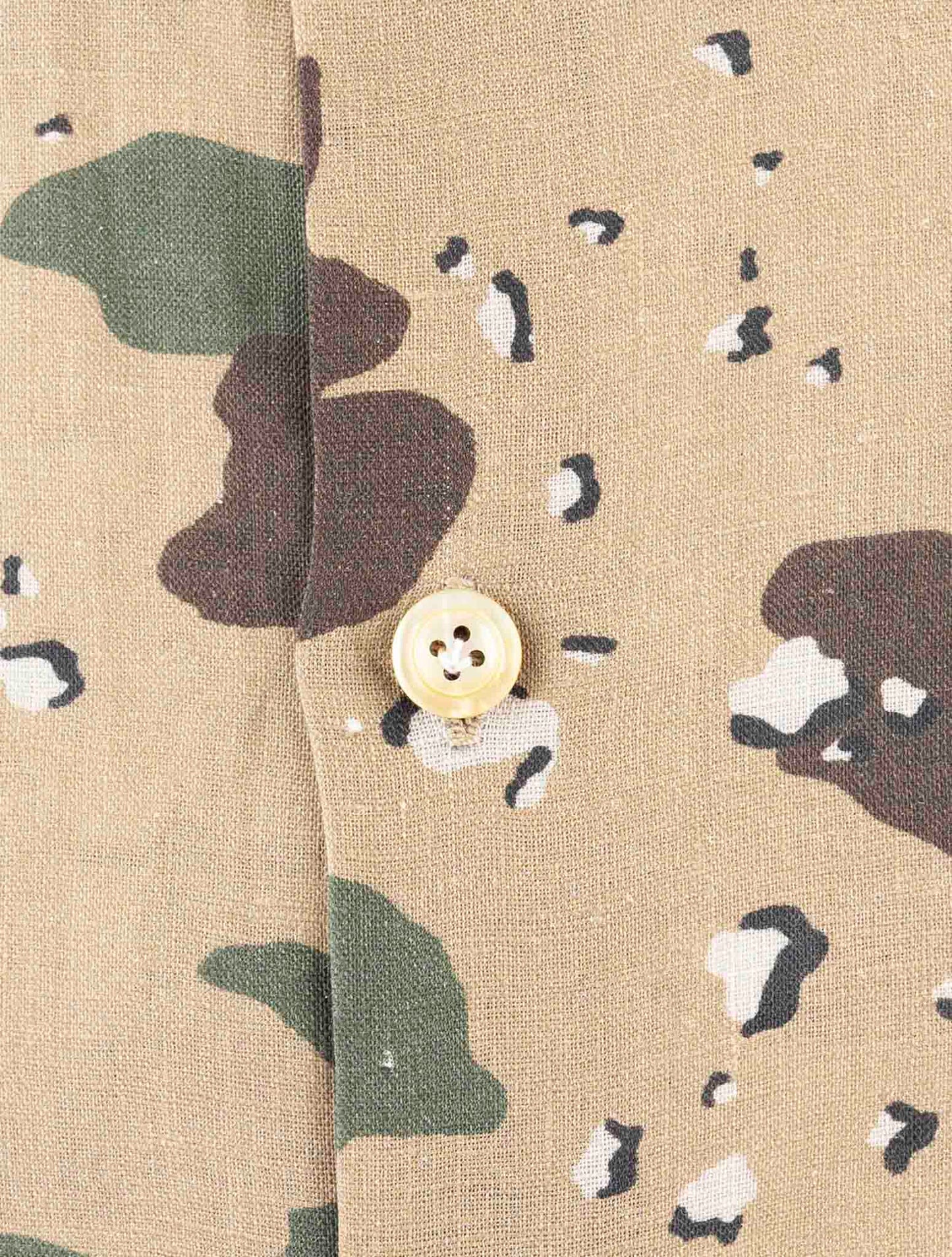 Kiton Green Brown Linen Korean Shirt