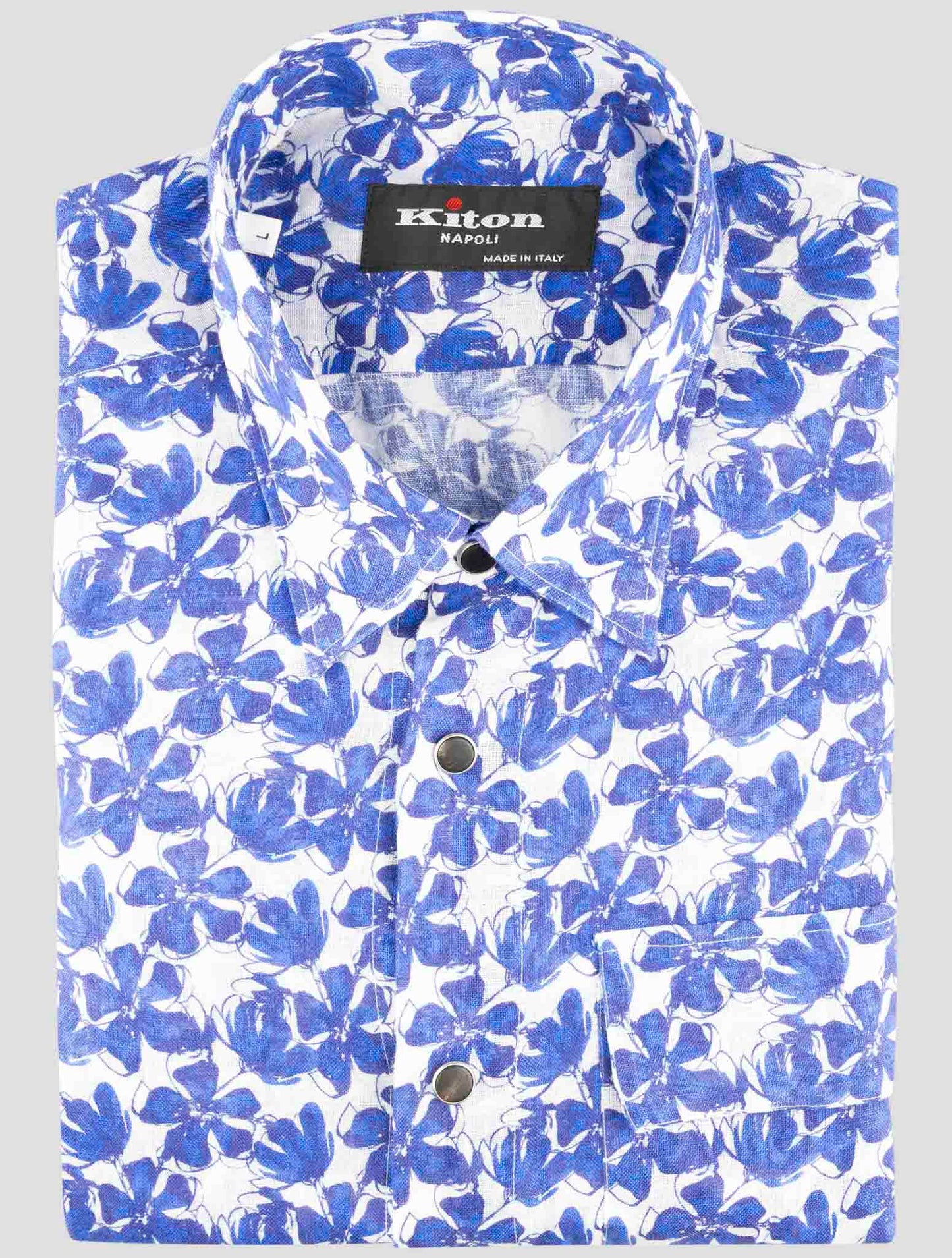 Kiton Blue White Linen Shirt