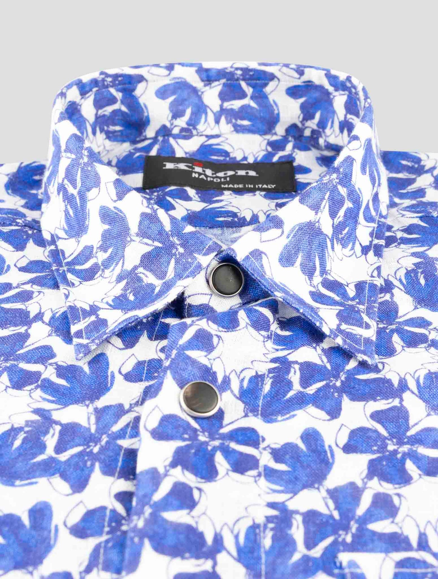 Kiton Blue White Linen Shirt