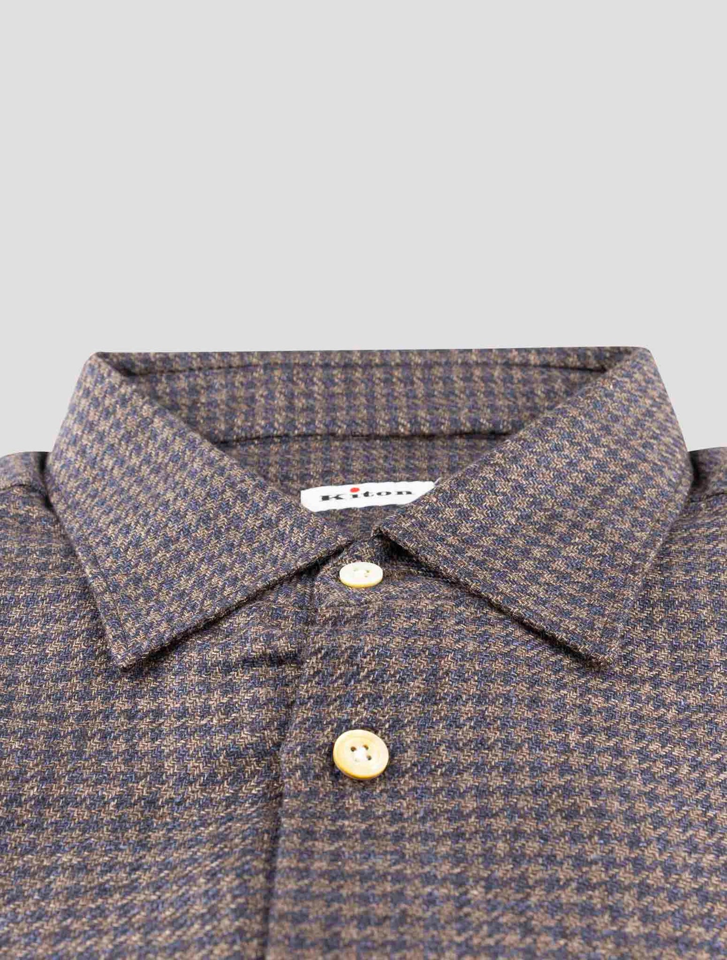 Kiton Blue Brown Cashmere Silk Linen Shirt