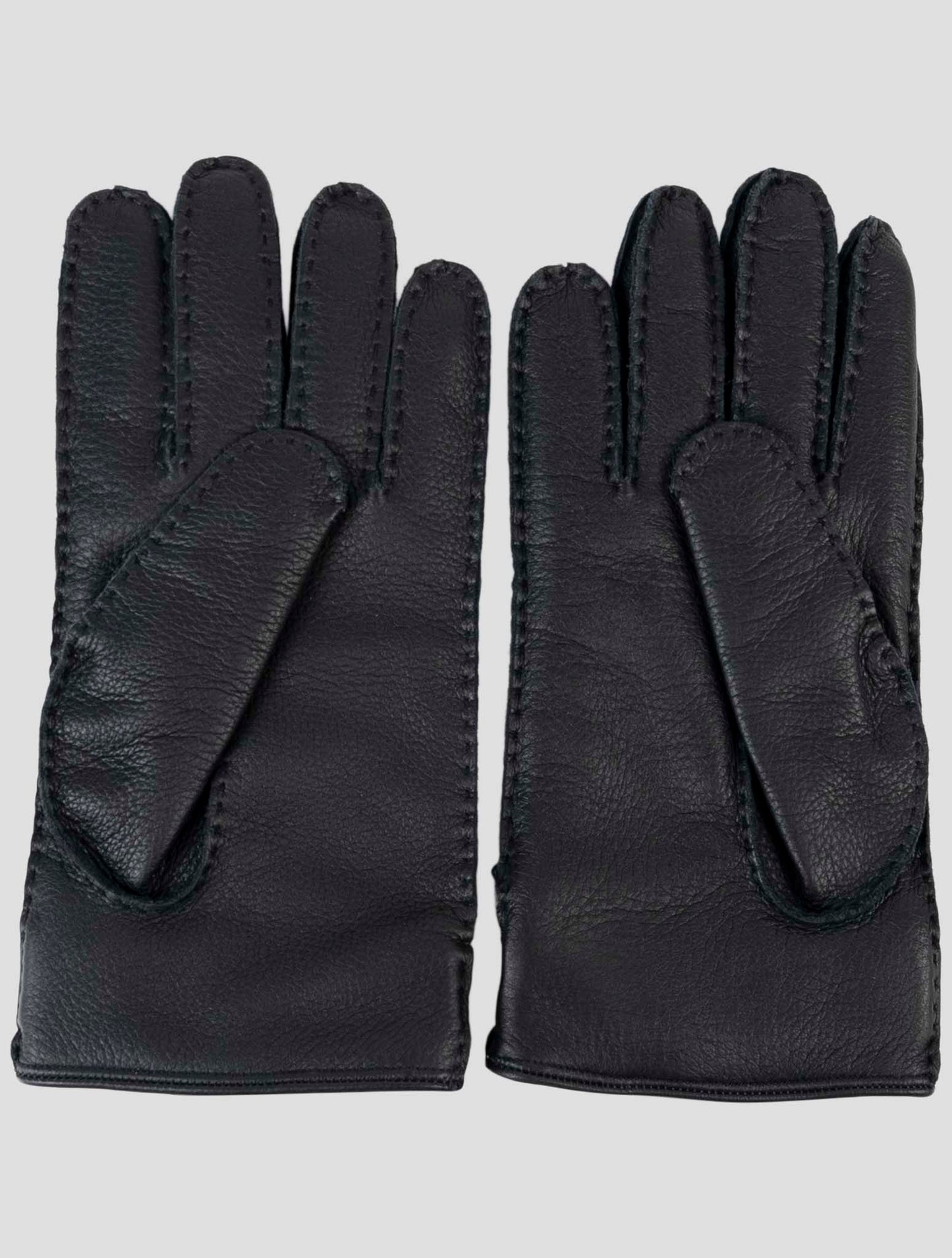 Kiton Dark Blue Leather Gloves
