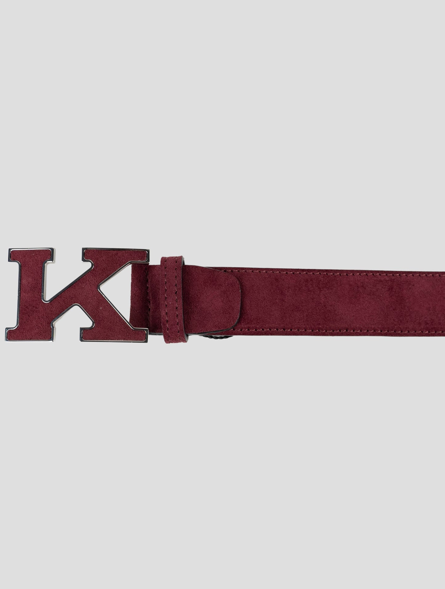Kiton Burgundy Leather Suede Belt